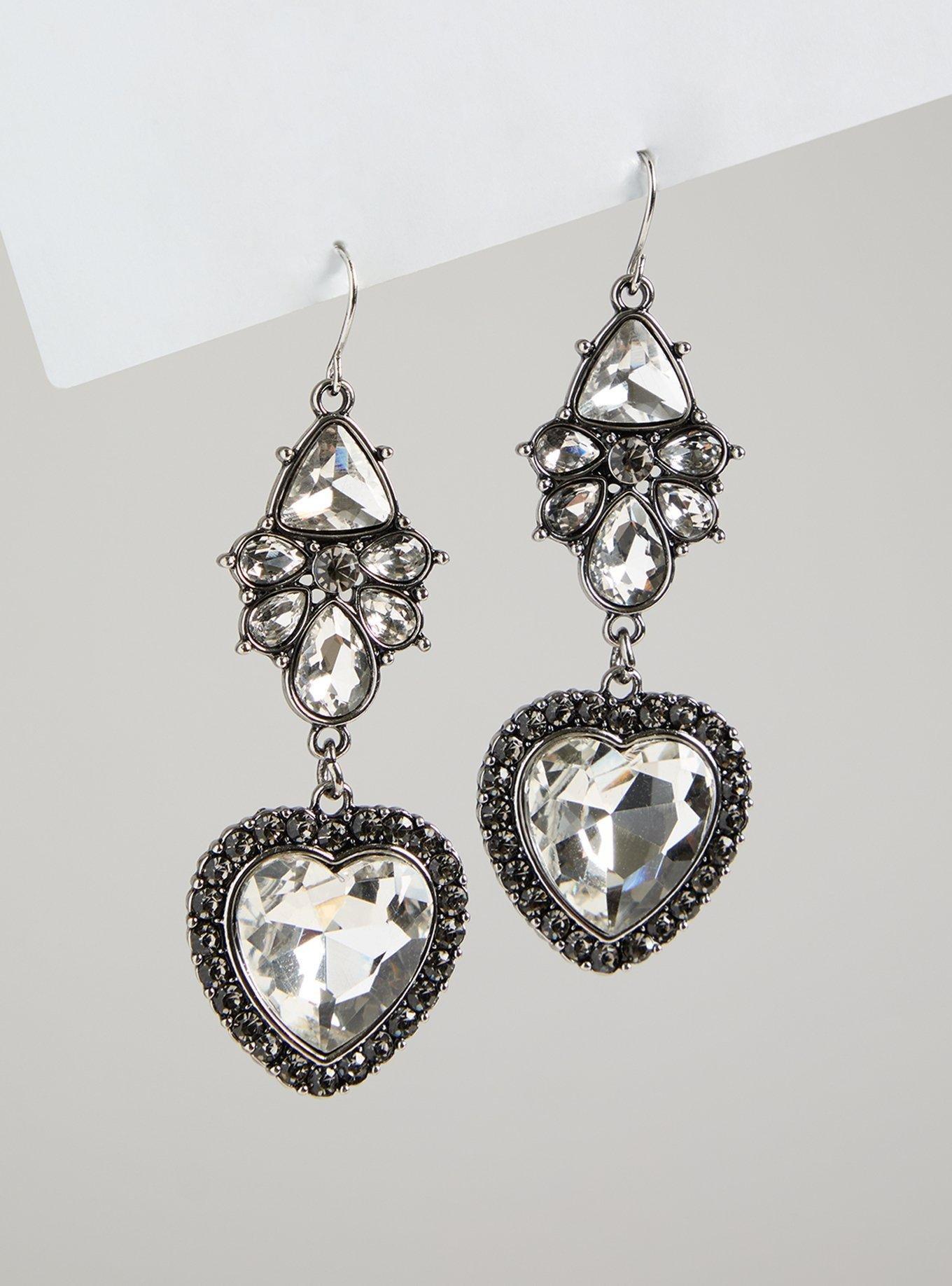 Rhinestone Heart Drop Earring