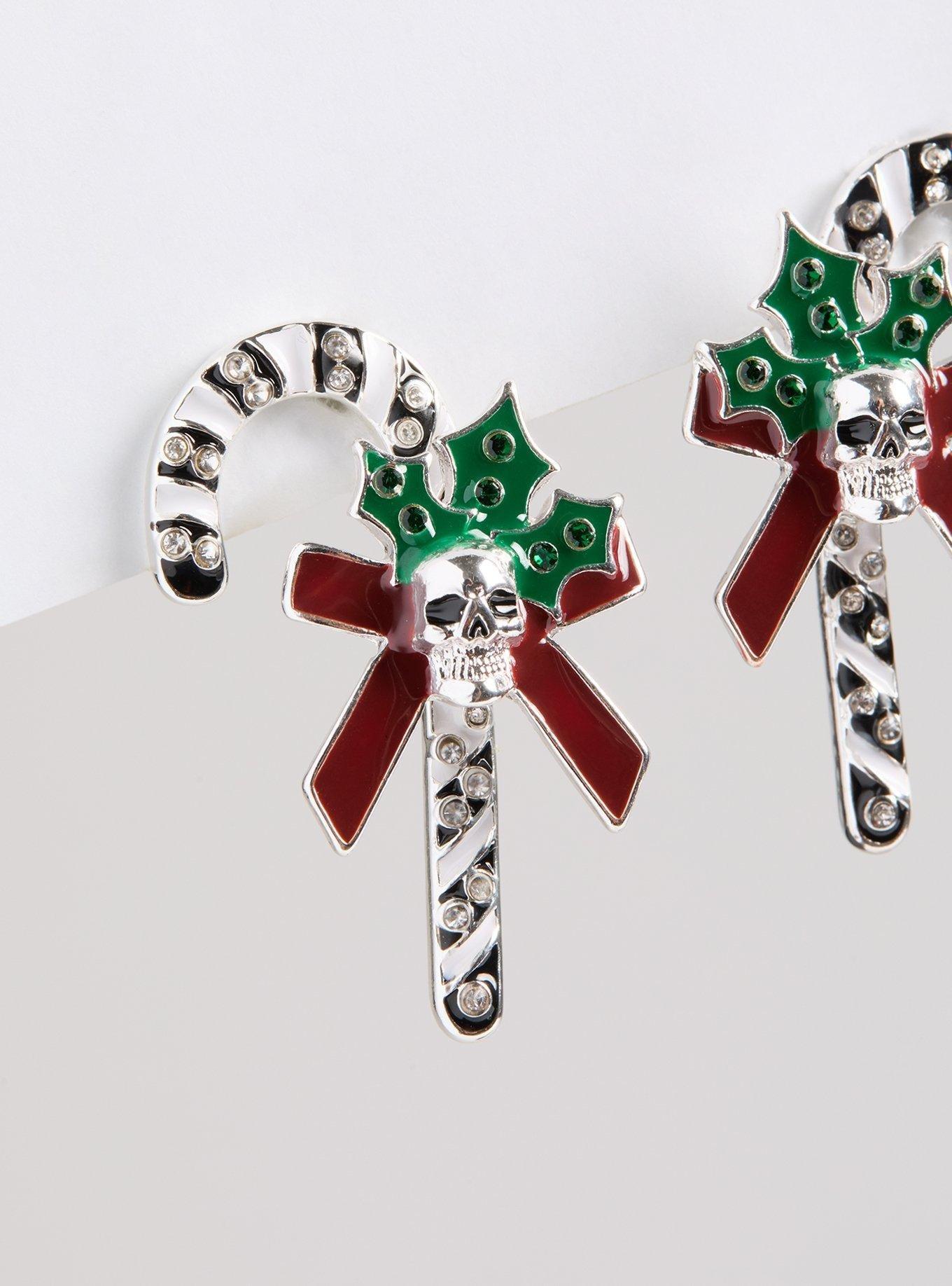 Skull Candy Cane Statement Earrings