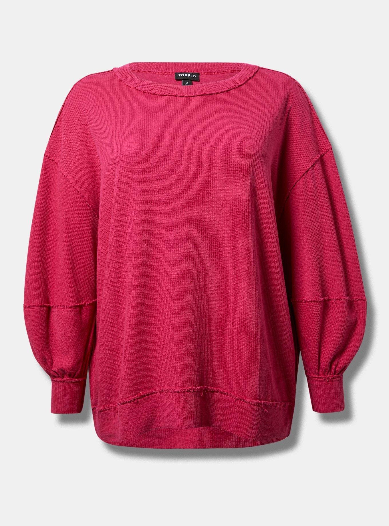 Textured Cotton Crew Neck Oversized Sweatshirt