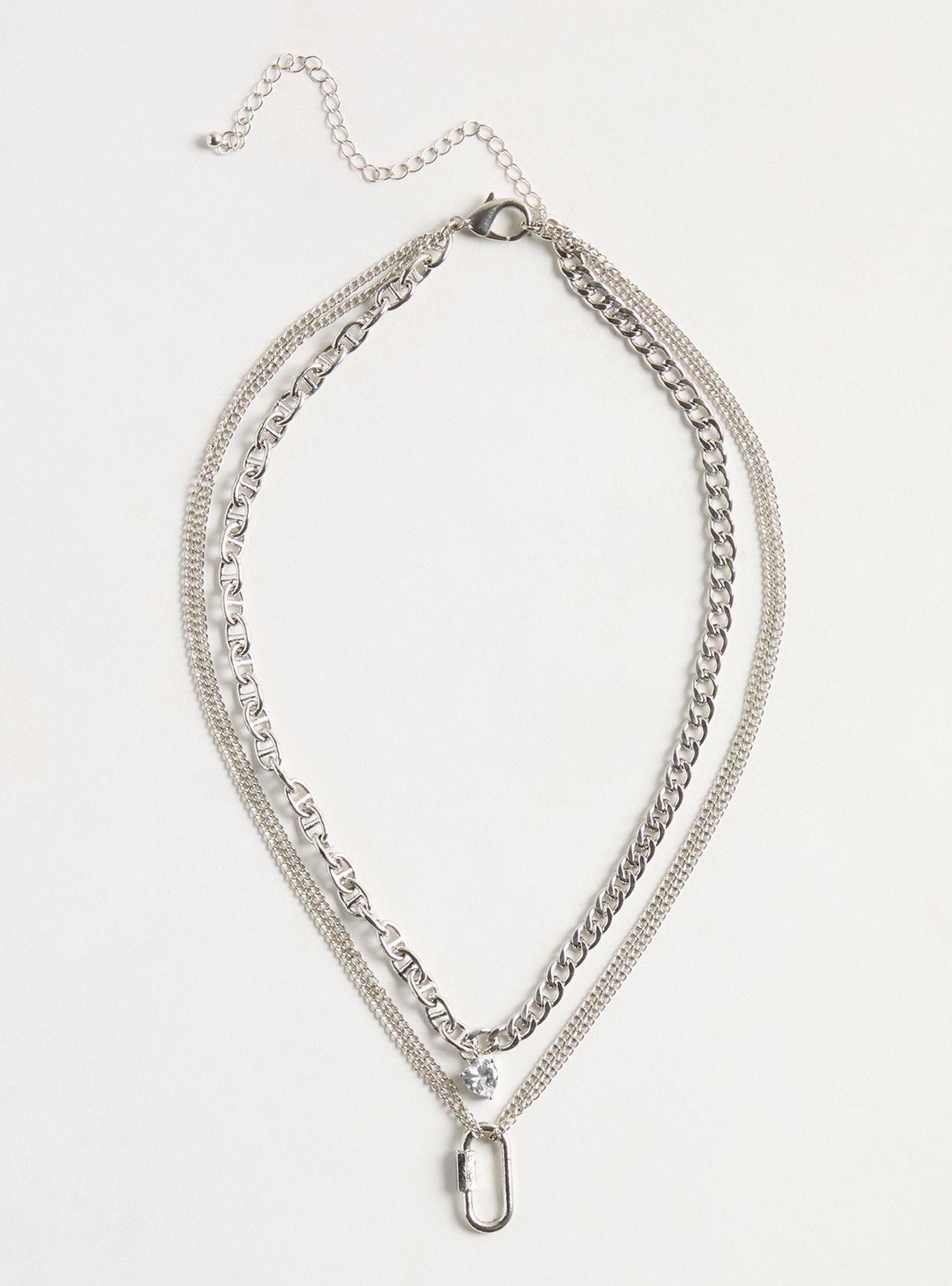 Carabiner And Stone Layered Necklace