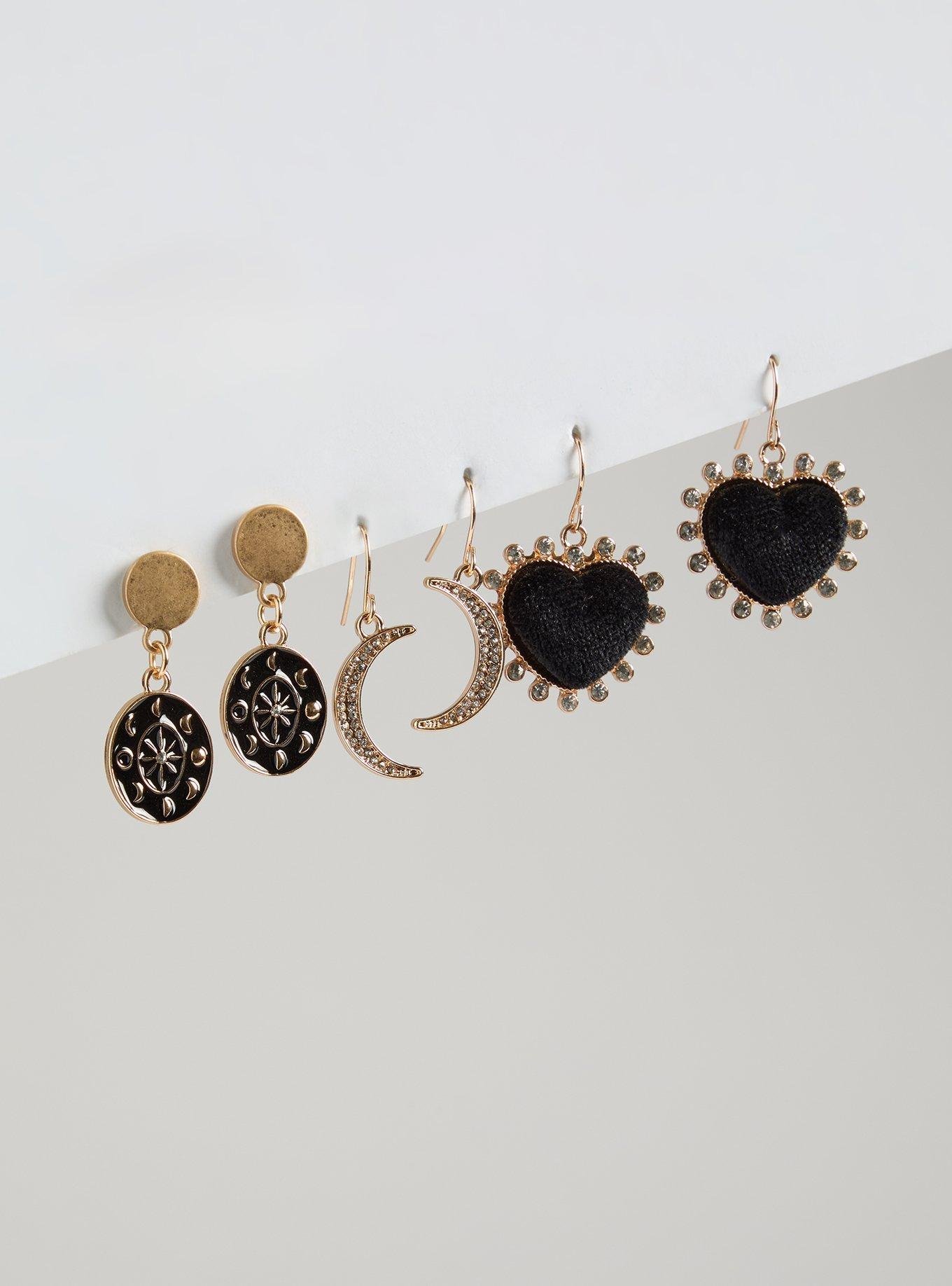 Plus Size - Heart And Moon Earring Set - Torrid
