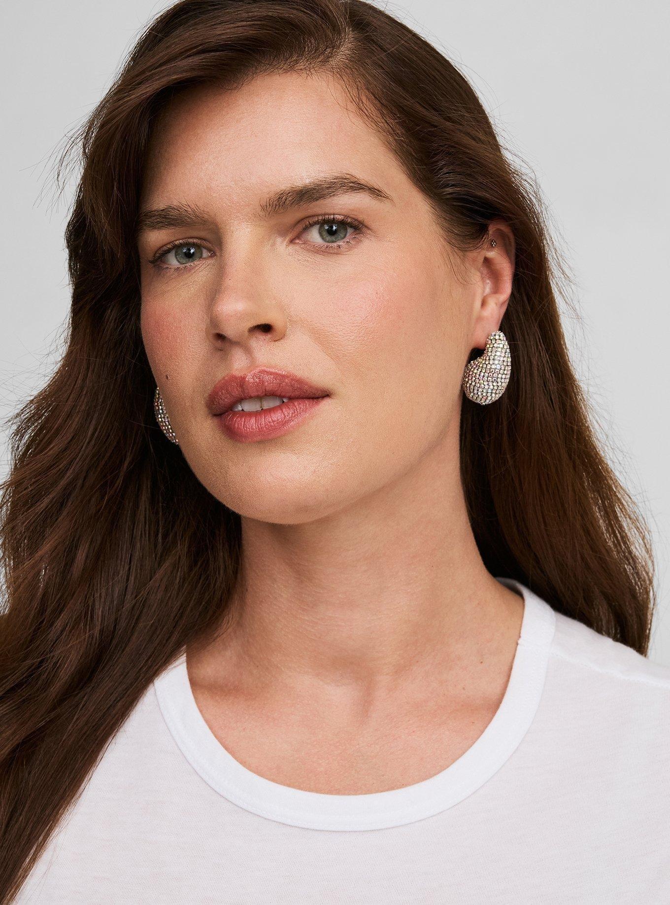 Rhinestone Curve Drop Earring