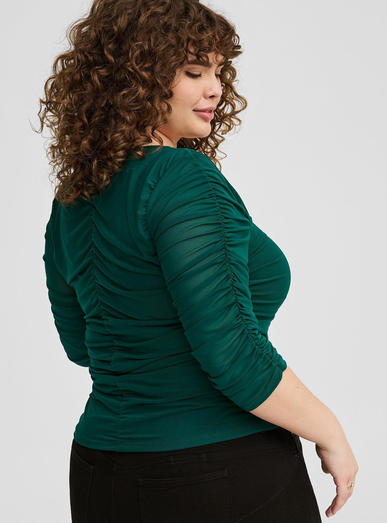 Mesh Sweetheart Shirred Top