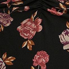 Mesh Sweetheart Shirred Top, BECK FLORAL DEEP BLACK, swatch