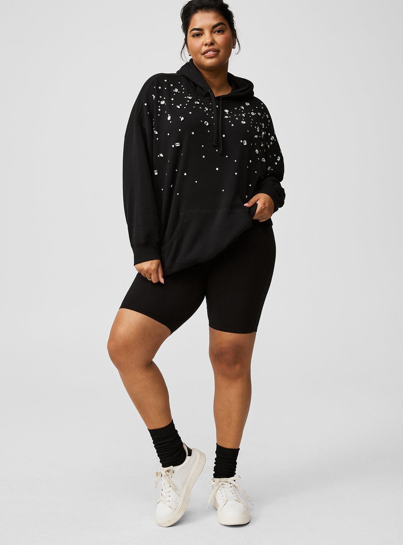 Drop Shoulder Rhinestone Hoodie