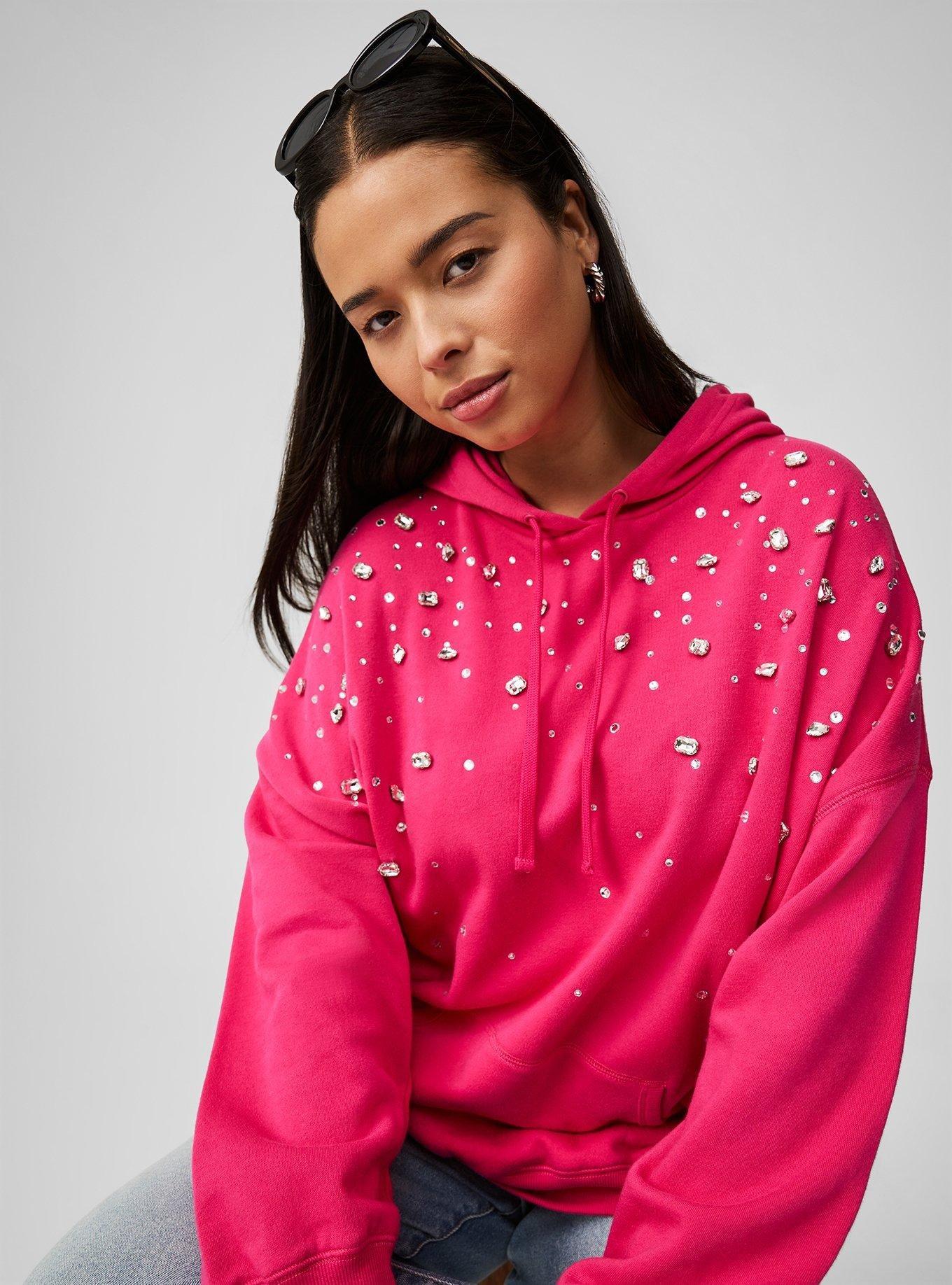 Plus Size - Drop Shoulder Rhinestone Hoodie - Torrid Plus Size - Drop Shoulder Rhinestone Hoodie - Torrid