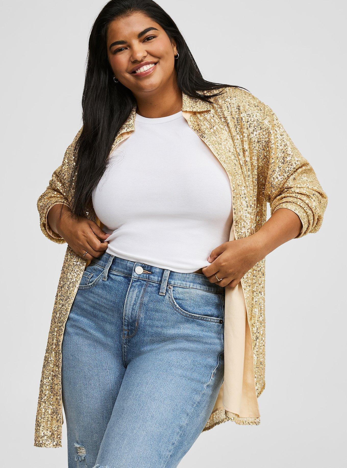 Sequin Oversized Shirt Kimono