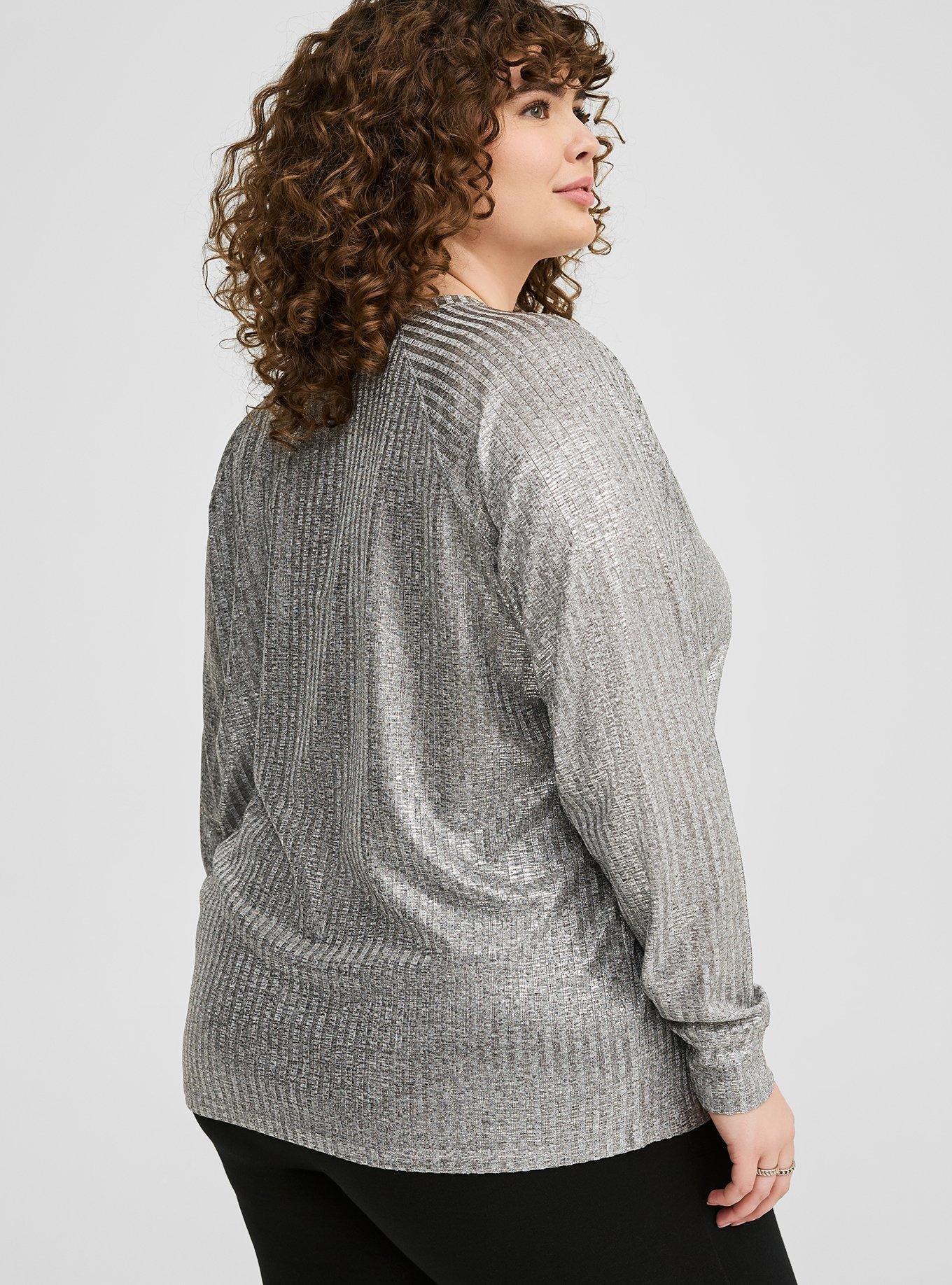 Supersoft Plush Foil Rib Crew Neck Sweatshirt