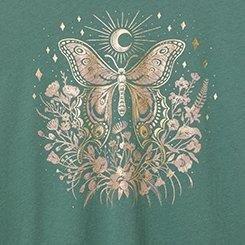 Butterfly Flowers Classic Fit Tee, DARK FOREST, swatch