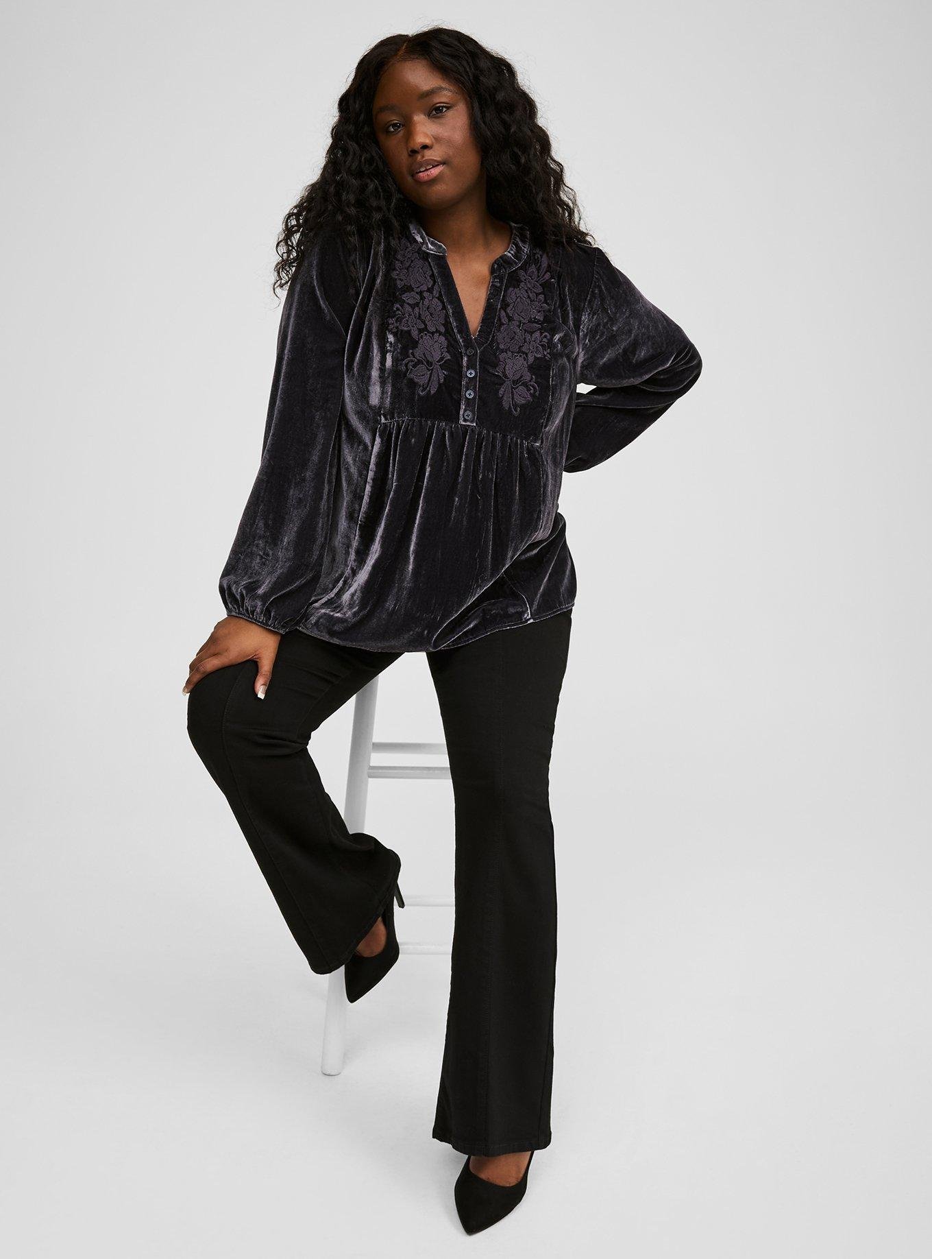 Top Blouse Bleu Semi-transparent COVET - Manches Longues - Taille M