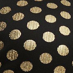 Flutter Sleeve Surplice Mini Dress, DEEP BLACK W/ GOLD FOIL DOTS, swatch