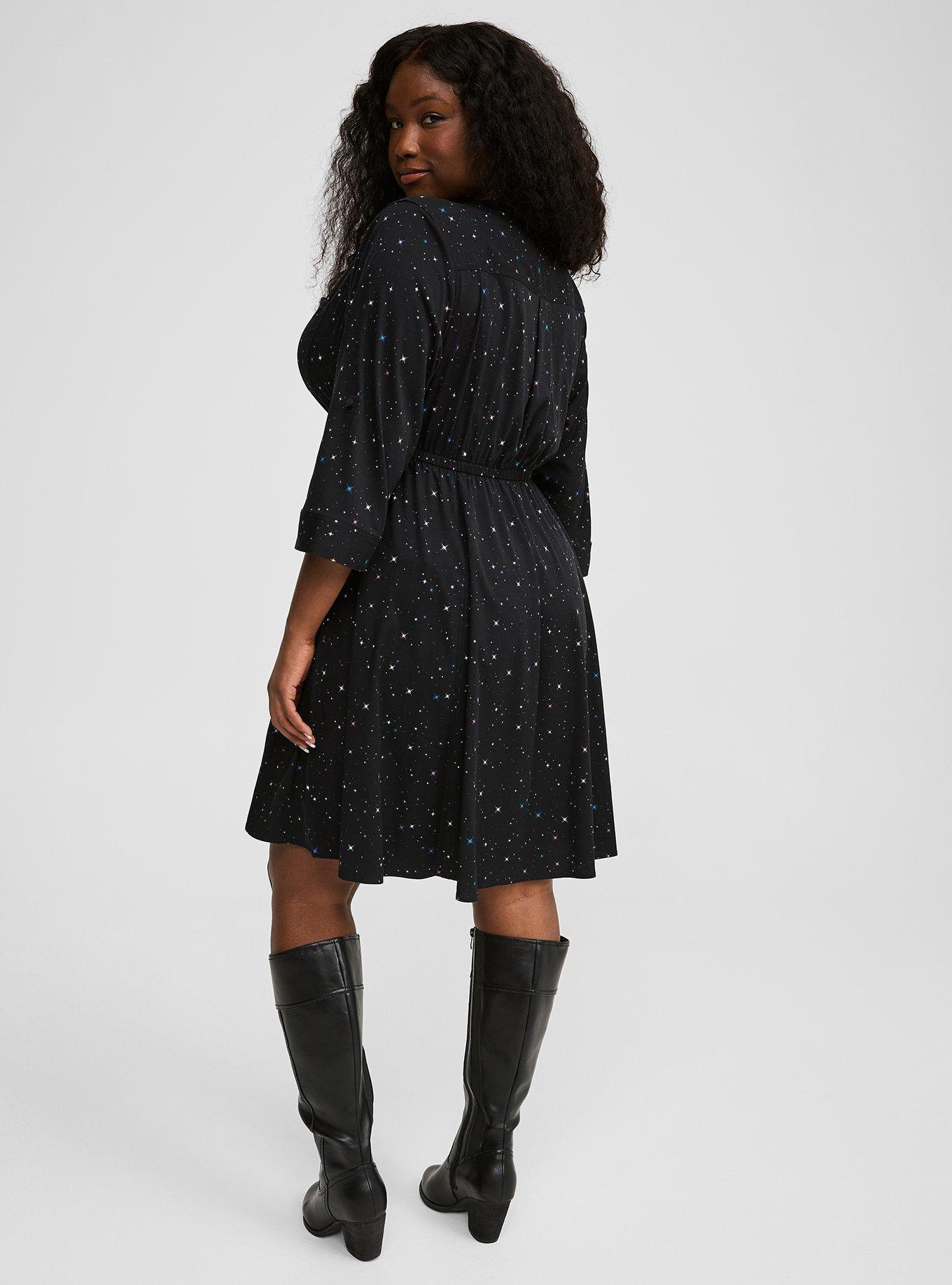 Mini Stretch Challis Shirt Dress