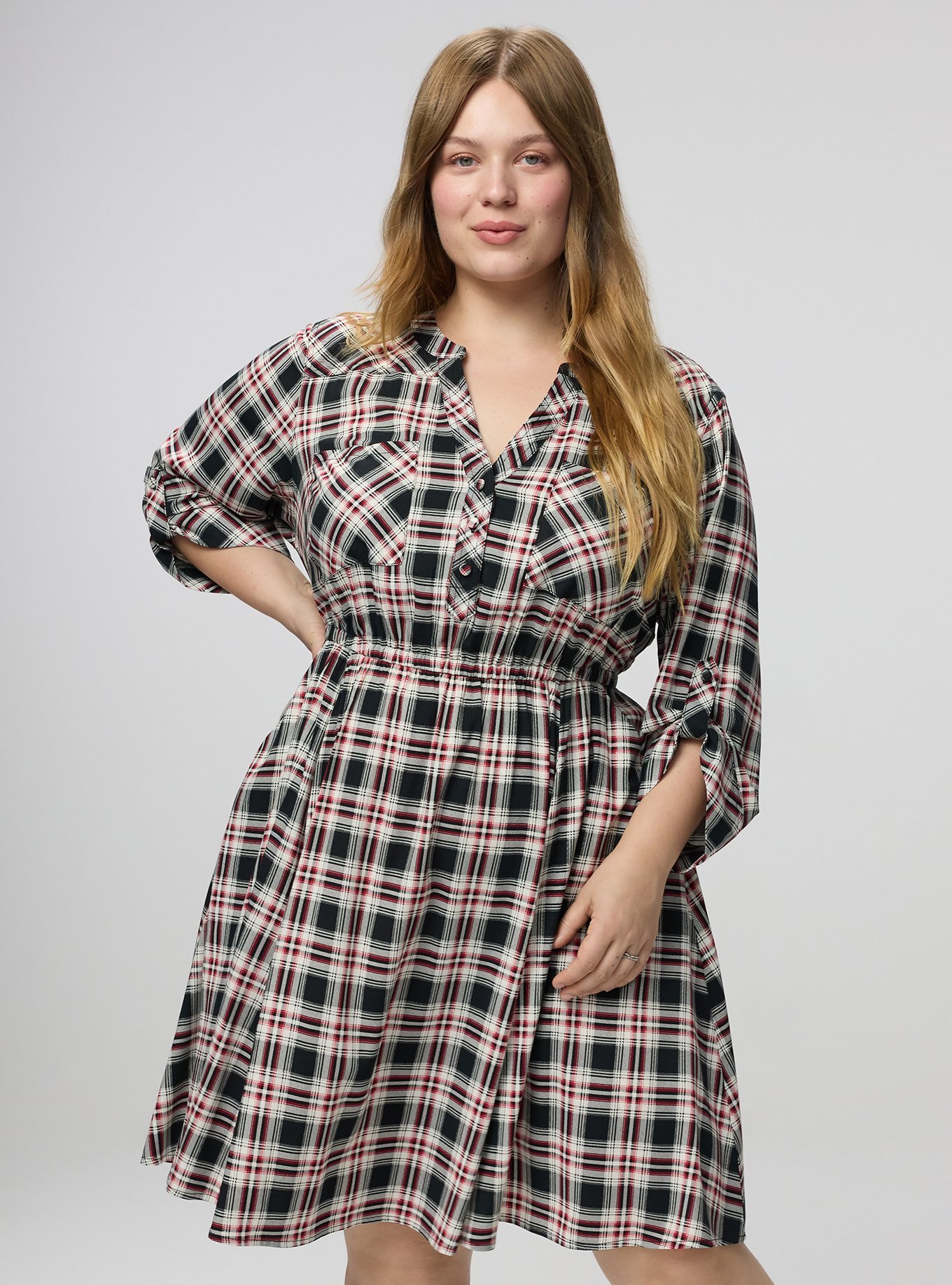 Plus Size - Stretch Challis Shirt Mini Dress - Torrid