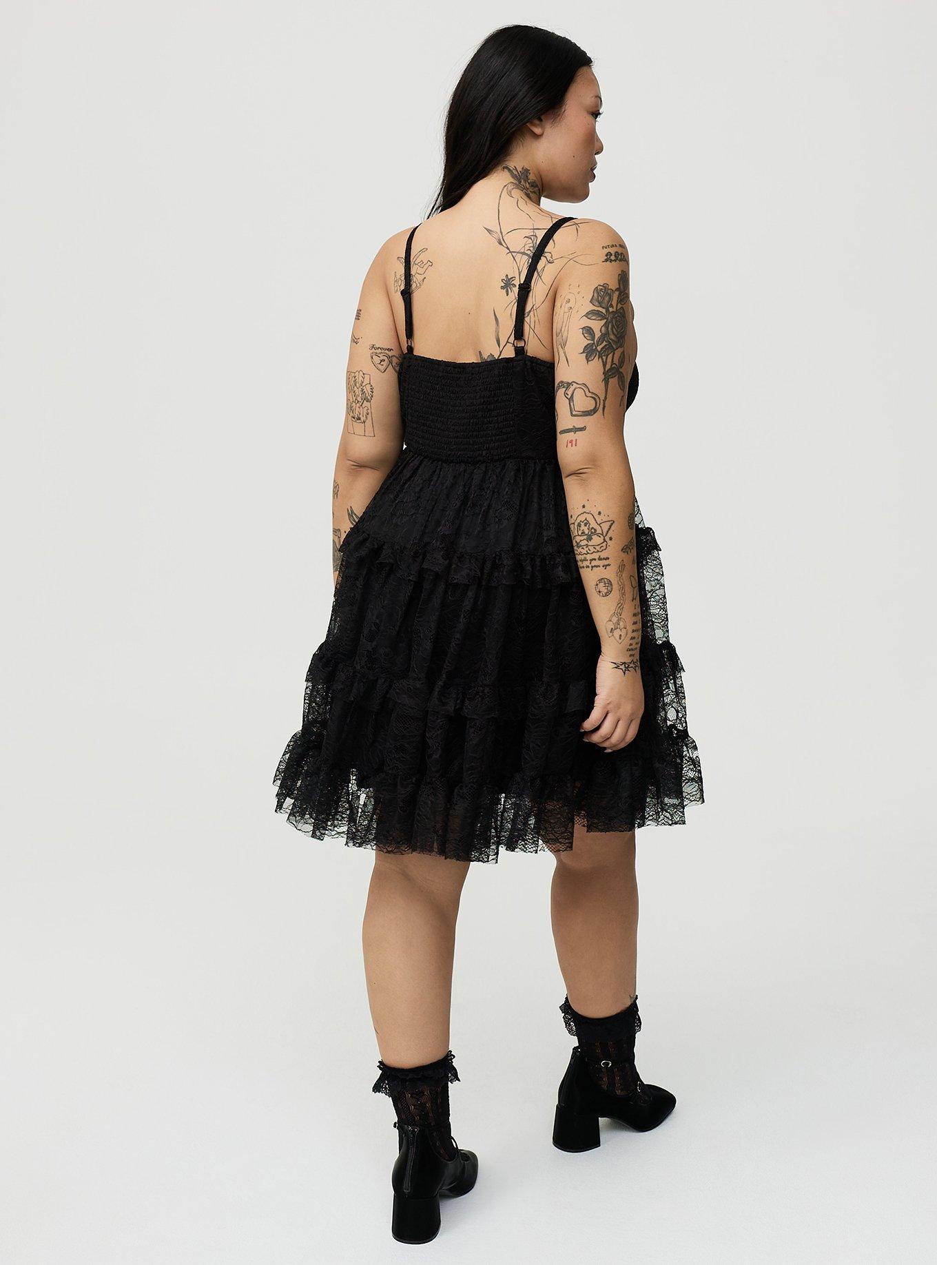 princess polly baby blue dress Women's Babydoll Lace Mini Dress In Black, Size 28, Plus Size By Torrid