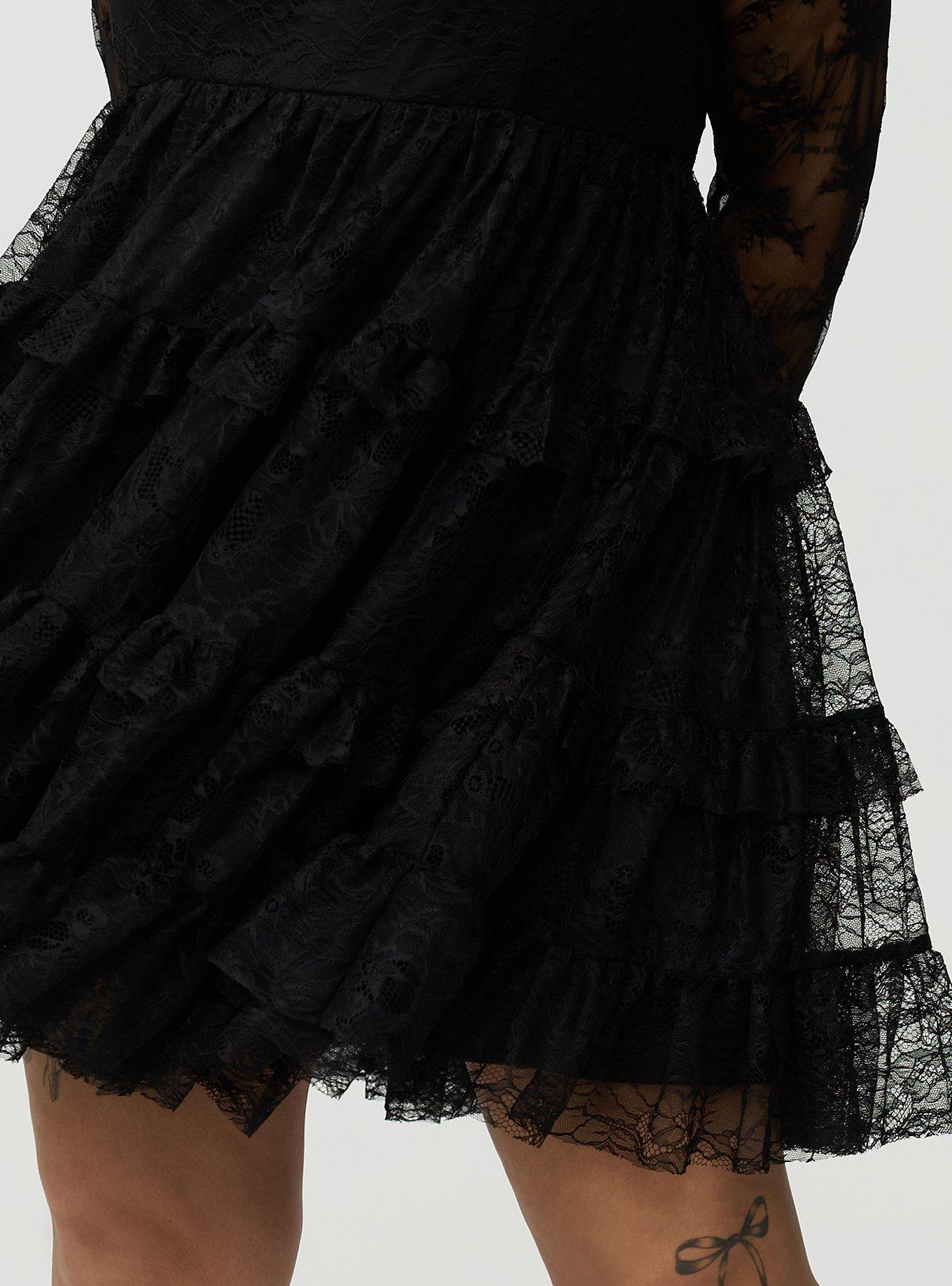 Babydoll Lace Mini Dress, DEEP BLACK, alternate