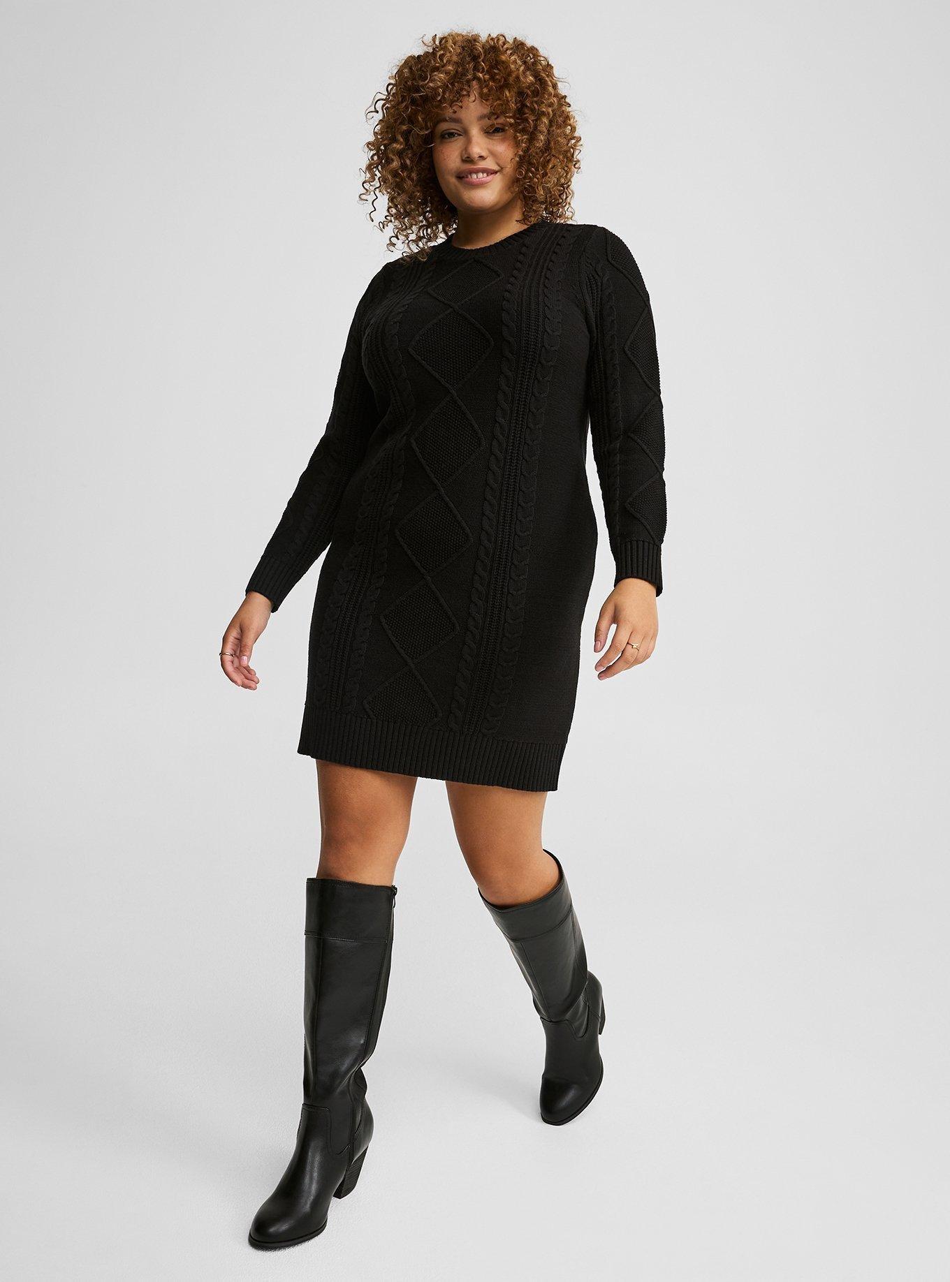 black cable knit sweater dress WOMENS WHOLESALE BLACK CABLE KNIT JUMPER DRESS WITH HALF ZIP NECK –  Whispering Smith