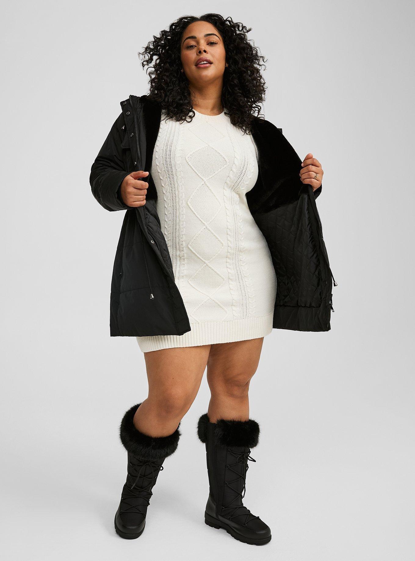 Cable Knit Crew Sweater Dress