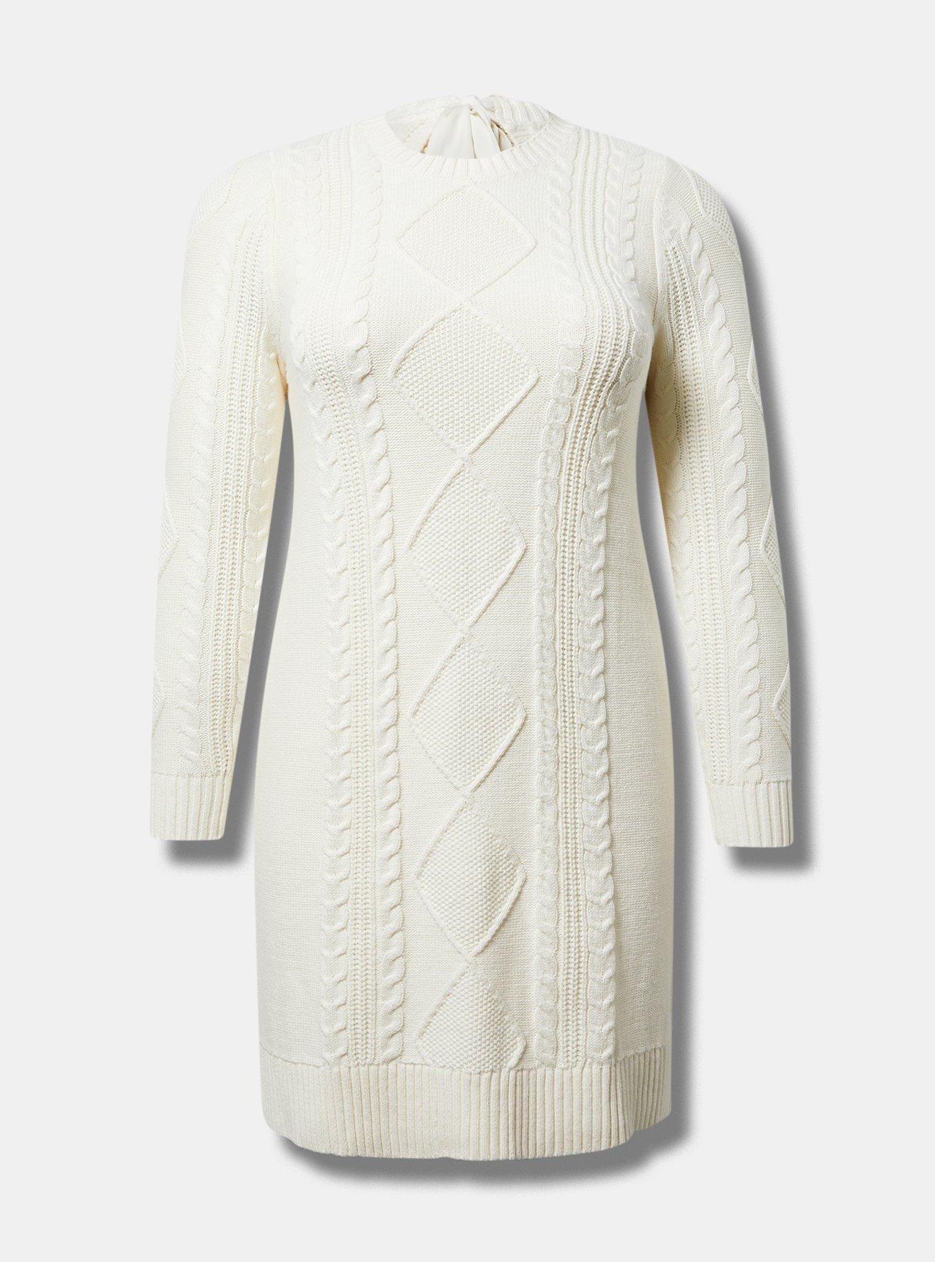 Cable Knit Crew Sweater Dress