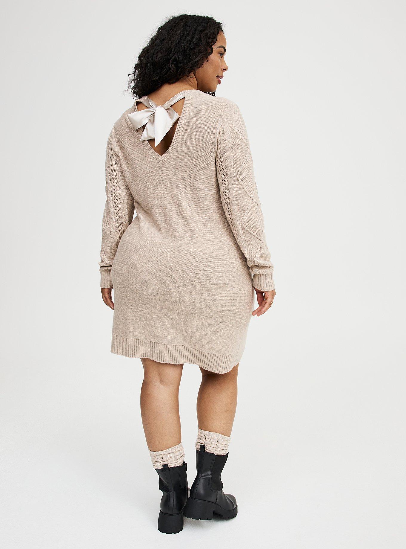Cable Knit Crew Sweater Dress