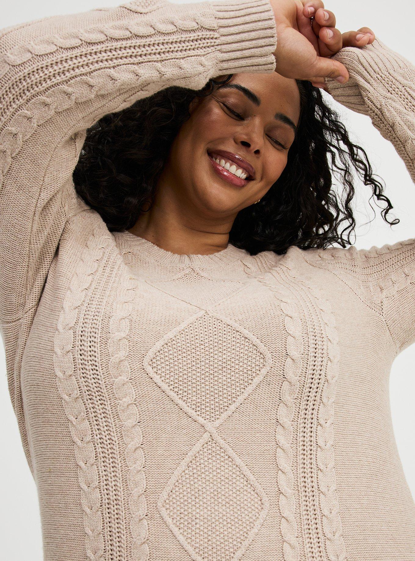 Cable Knit Crew Sweater Dress