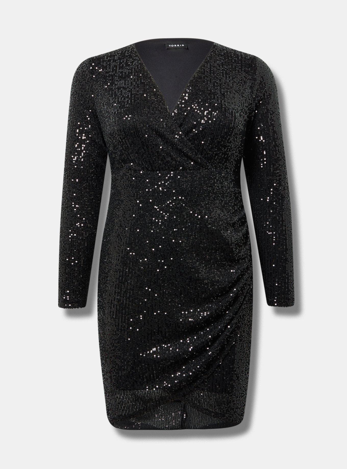 Sequin Mesh Surplice Mini Dress