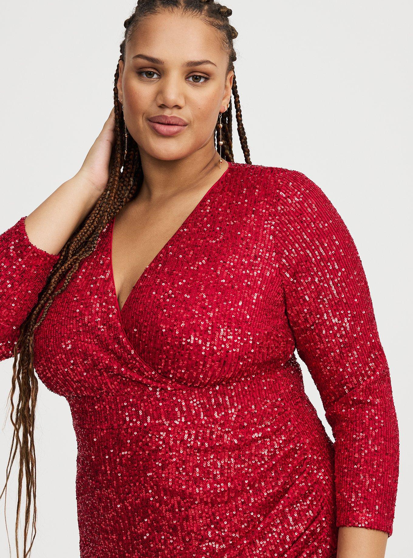 Sequin Mesh Surplice Mini Dress