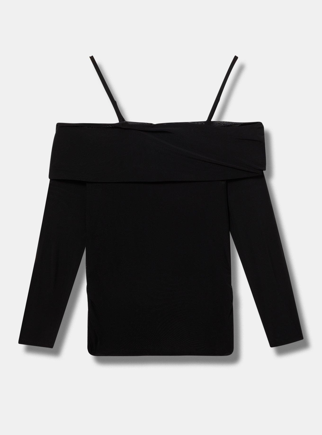 Mesh Off Shoulder Side Cinch Top