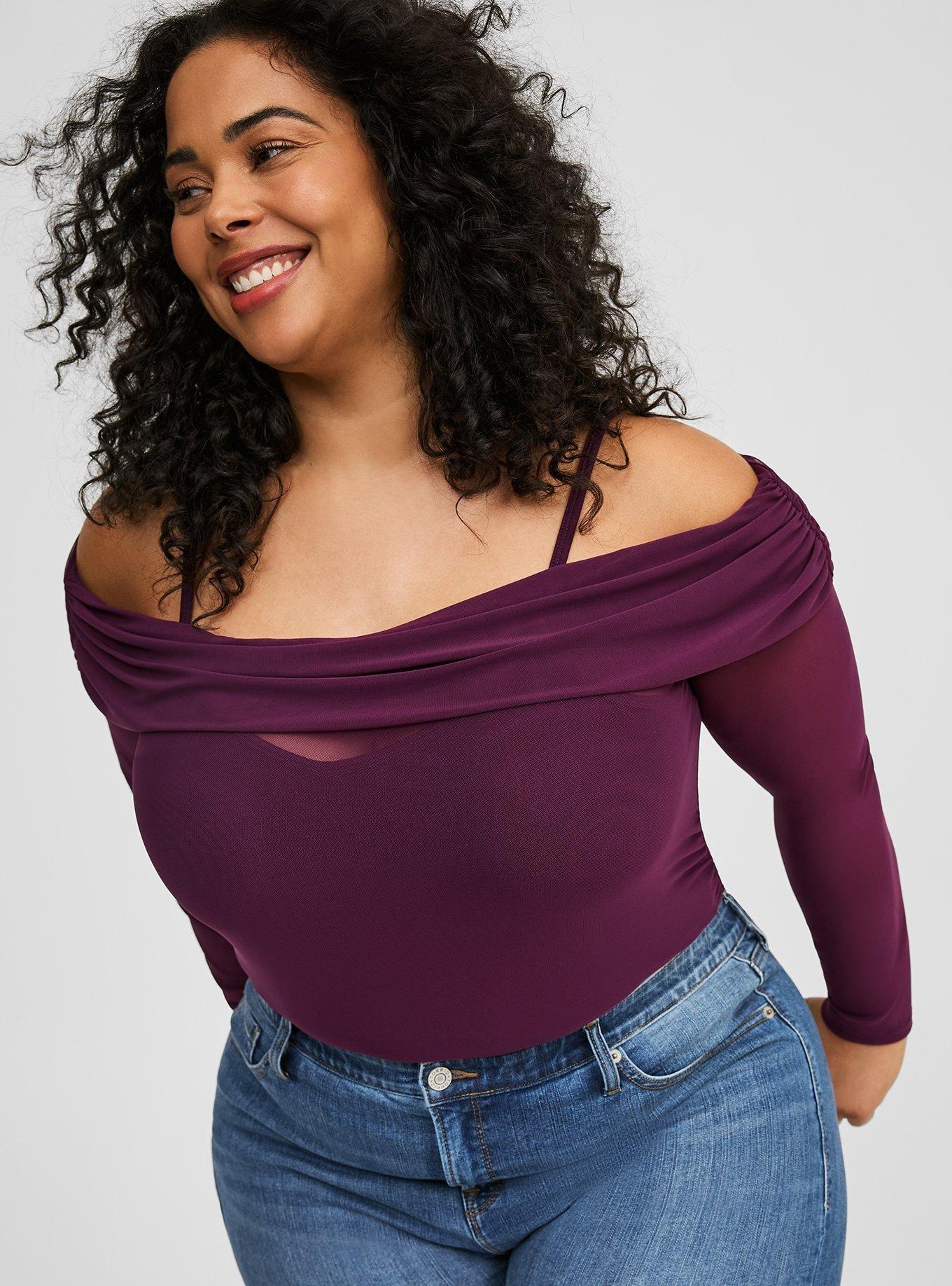 Mesh Off Shoulder Side Cinch Top