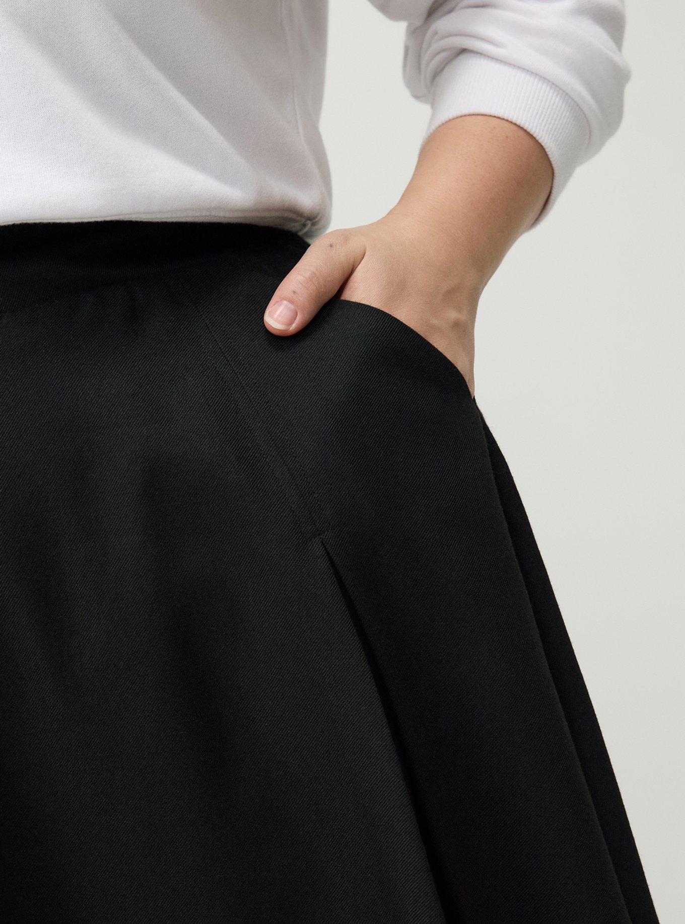 Skater Button-Front Mini Skirt, DEEP BLACK, alternate