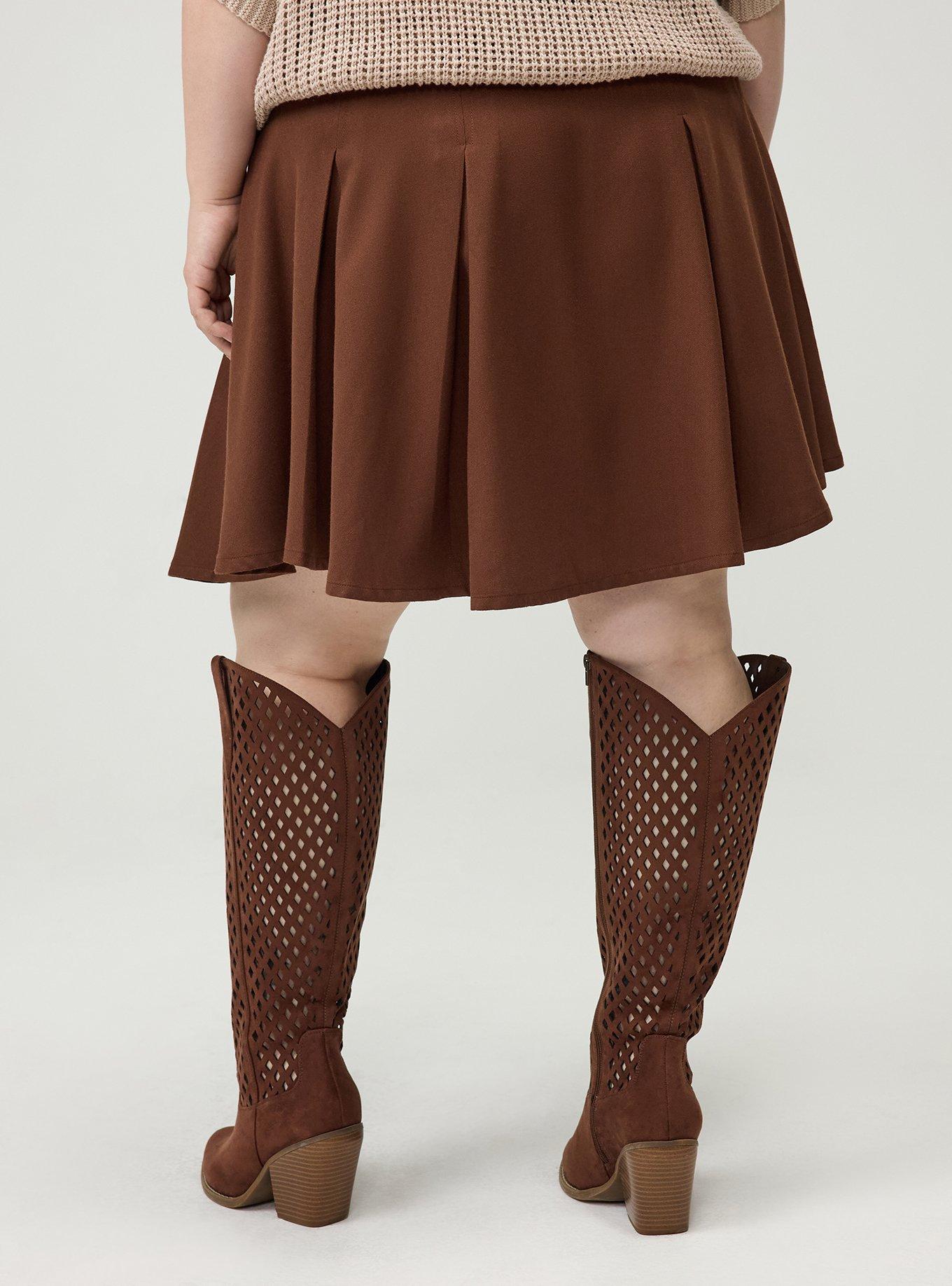 Skater Button-Front Mini Skirt, CAPPUCCINO, alternate