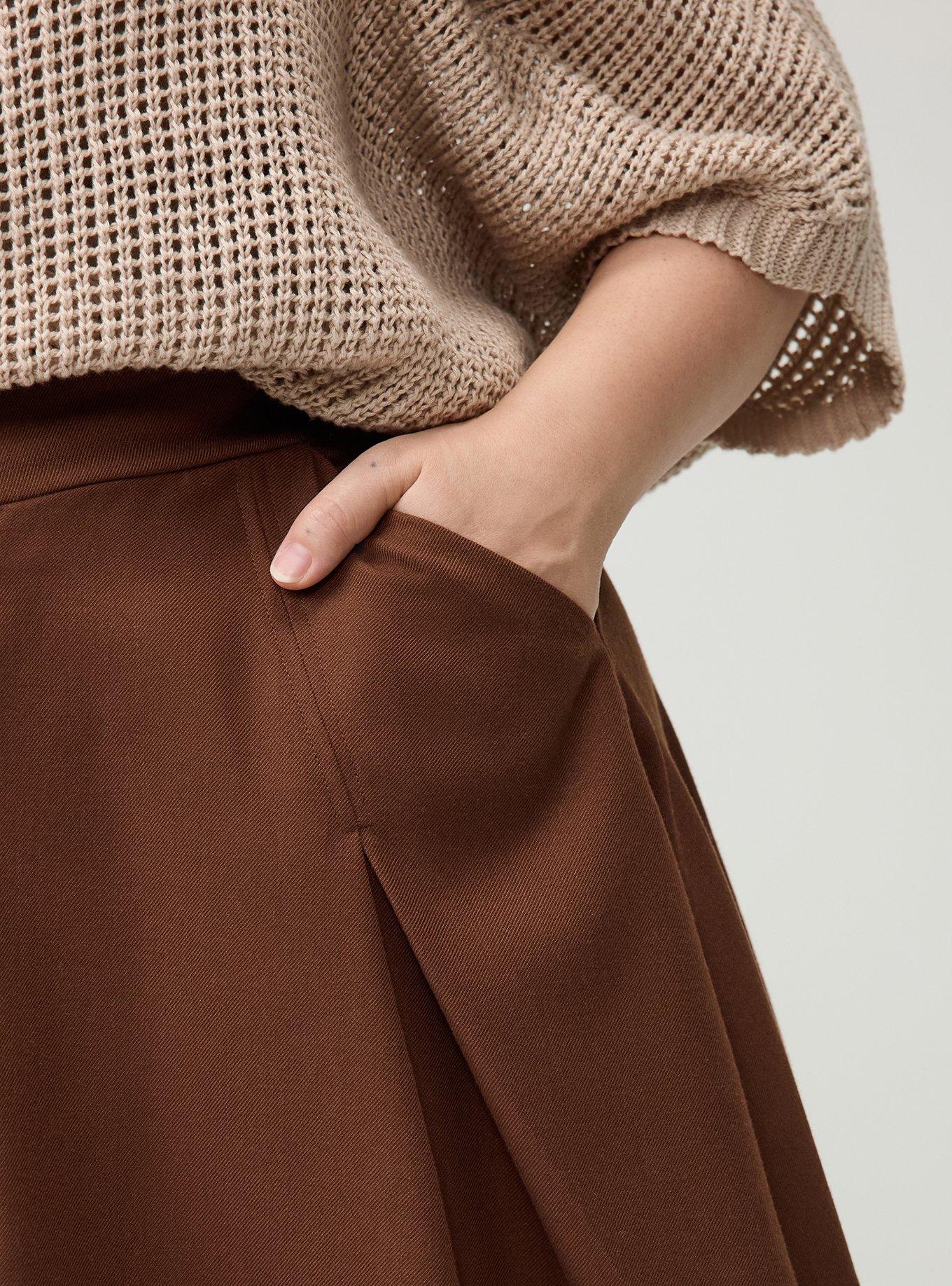 Skater Button-Front Mini Skirt, CAPPUCCINO, alternate