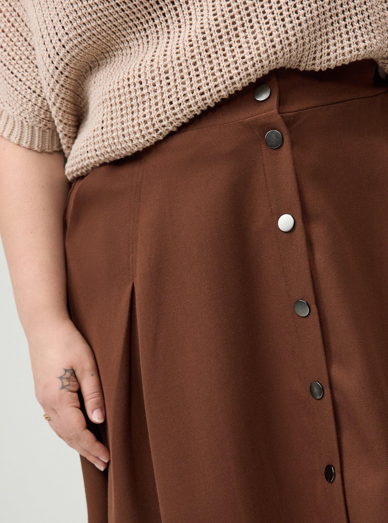 Skater Button-Front Mini Skirt, CAPPUCCINO, alternate