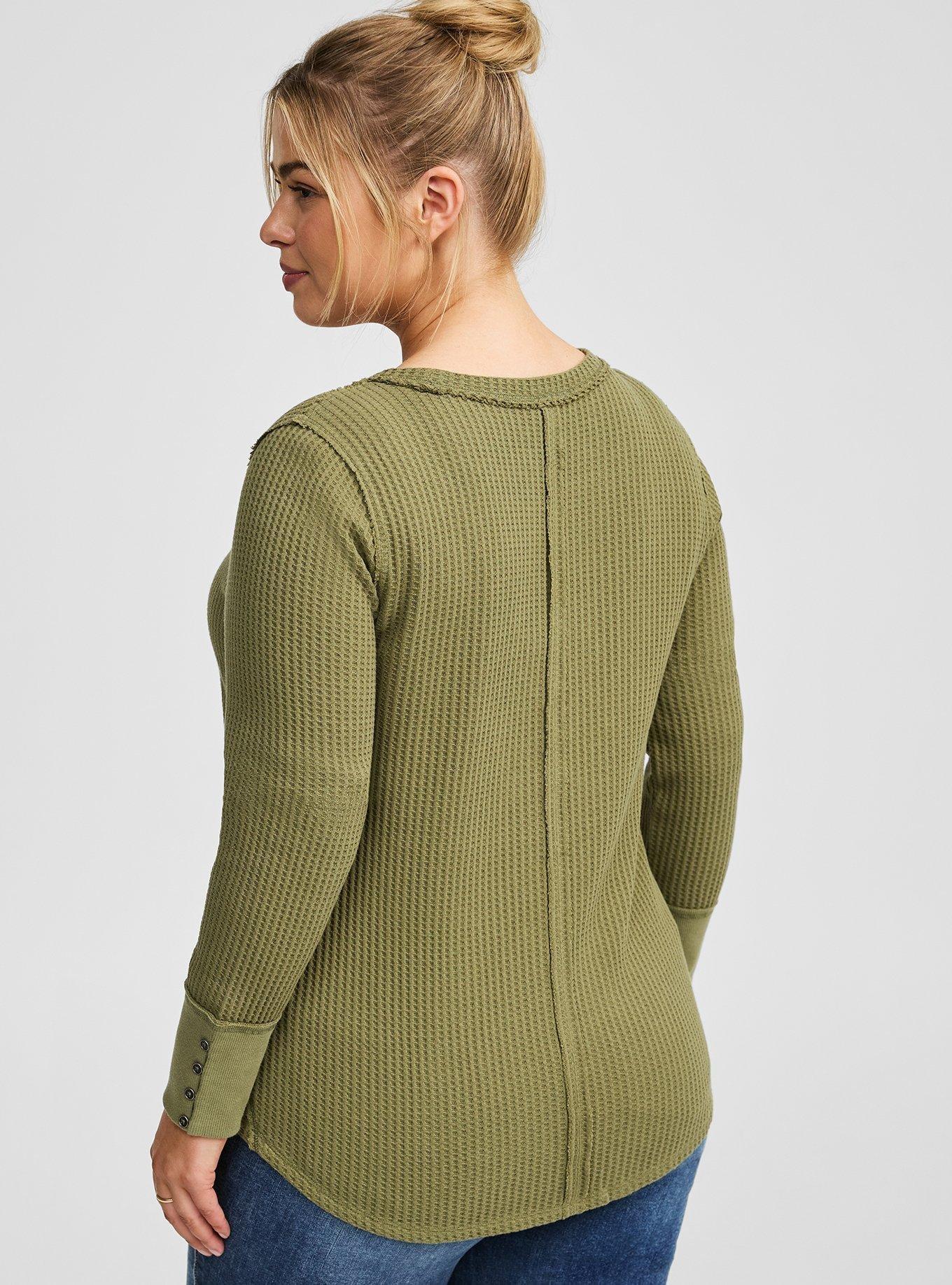 Textured Cotton Crew Neck Long Sleeve Top