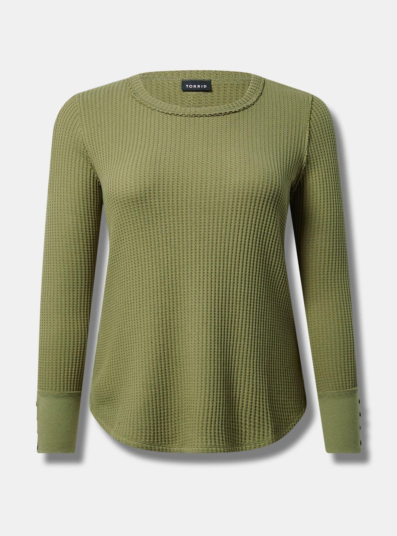 Textured Cotton Crew Neck Long Sleeve Top