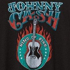 Johnny Cash Classic Fit Cotton Long Sleeve Drop Shoulder Tee, DEEP BLACK, swatch