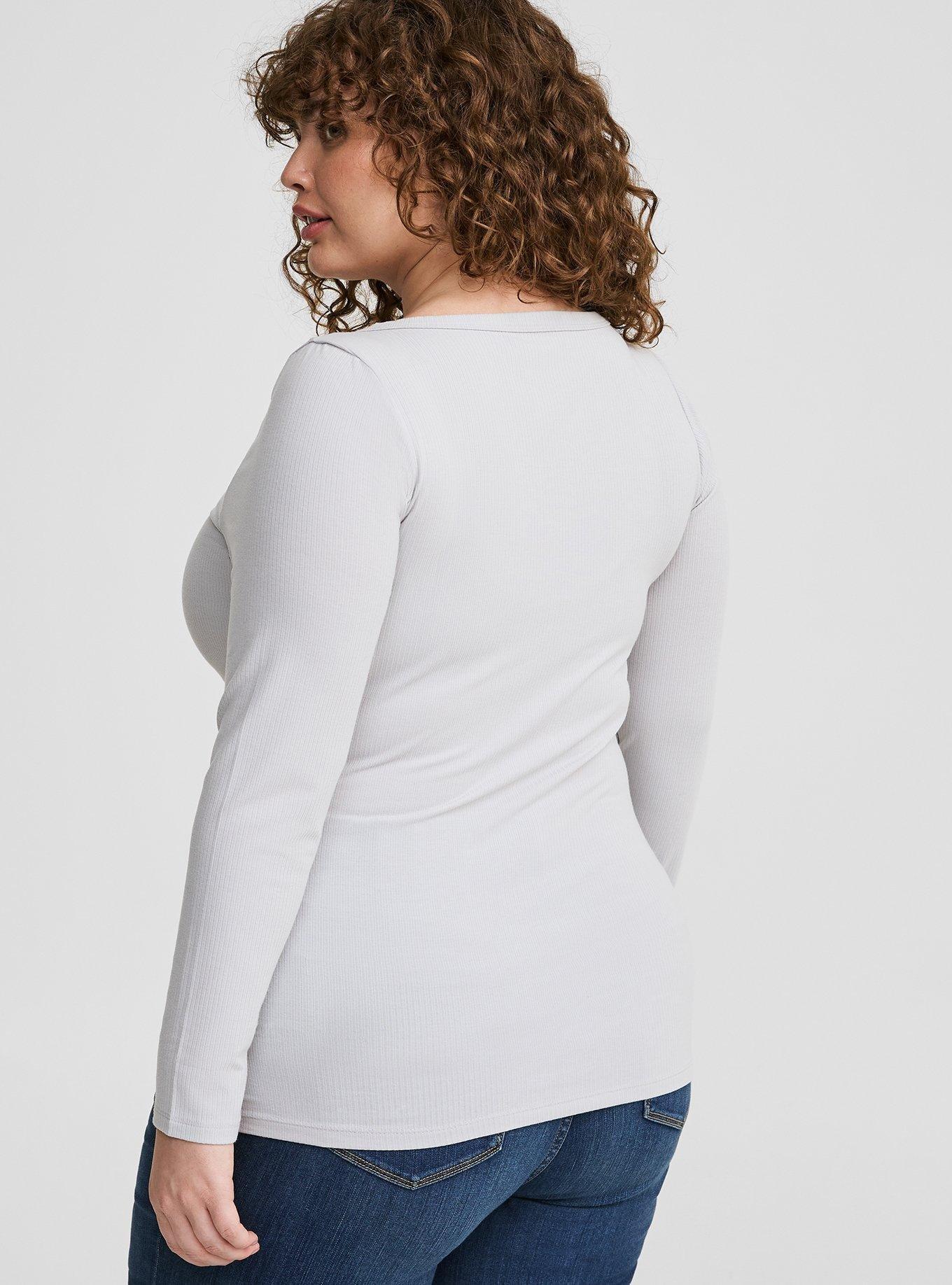 Super Soft Rib V-Neck Long Sleeve Top