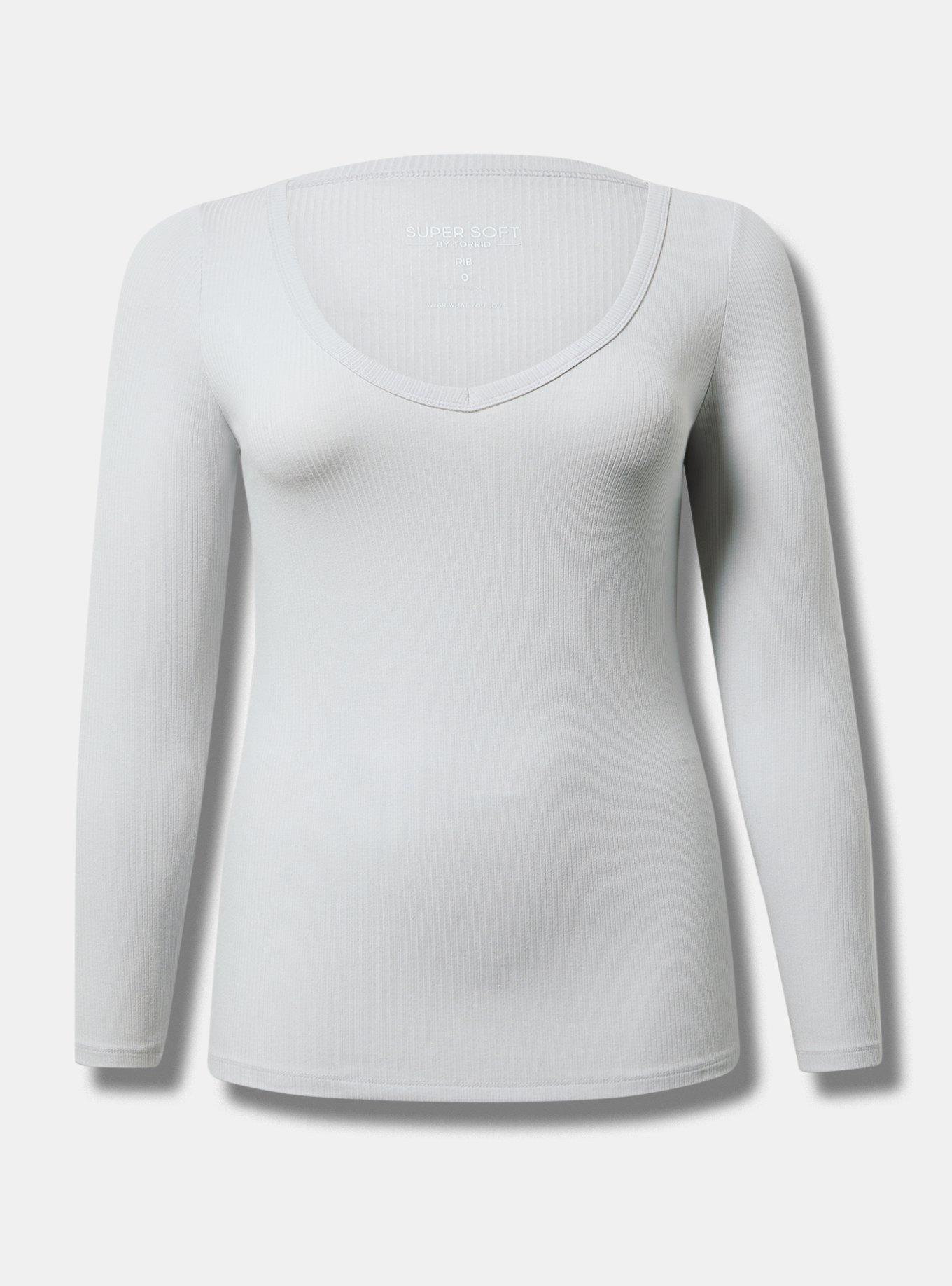 Super Soft Rib V-Neck Long Sleeve Top