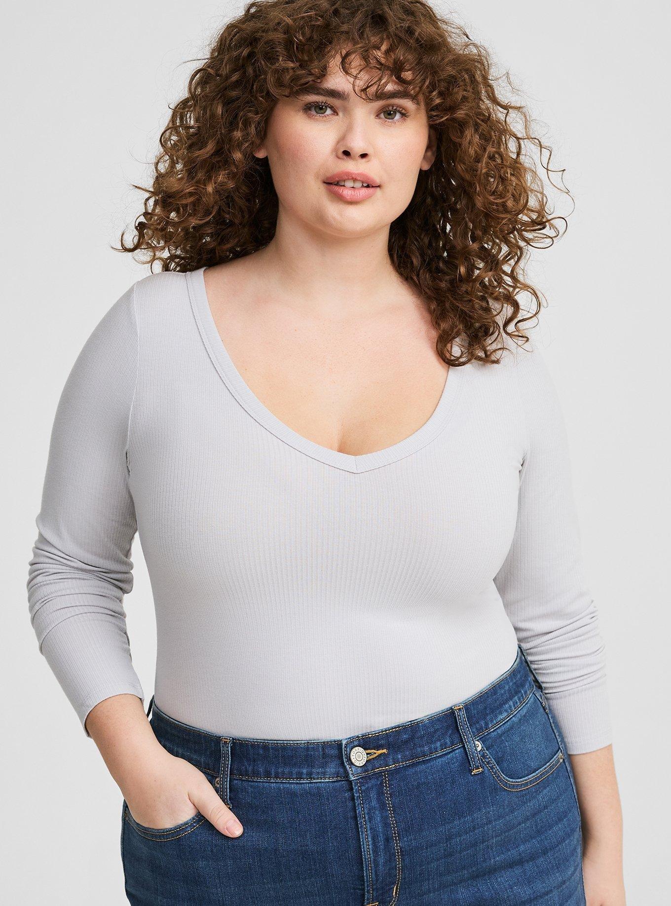 Super Soft Rib V-Neck Long Sleeve Top