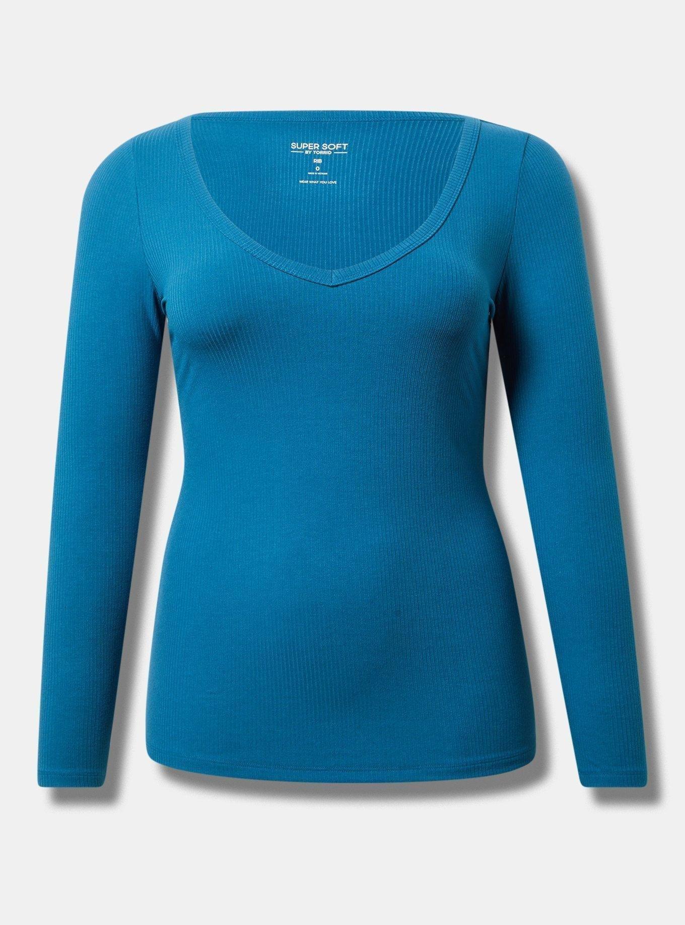 Super Soft Rib V-Neck Long Sleeve Top