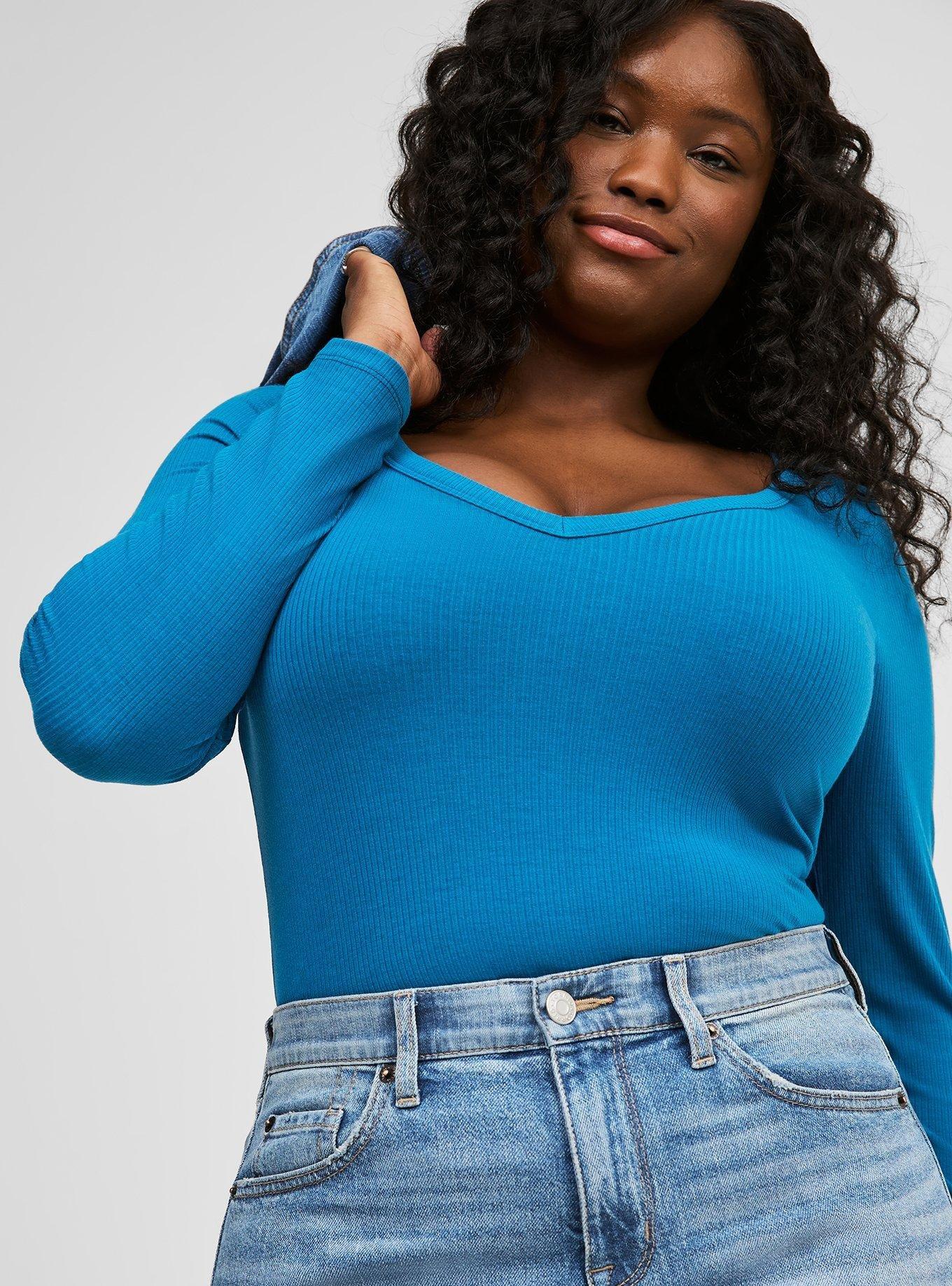 Super Soft Rib V-Neck Long Sleeve Top