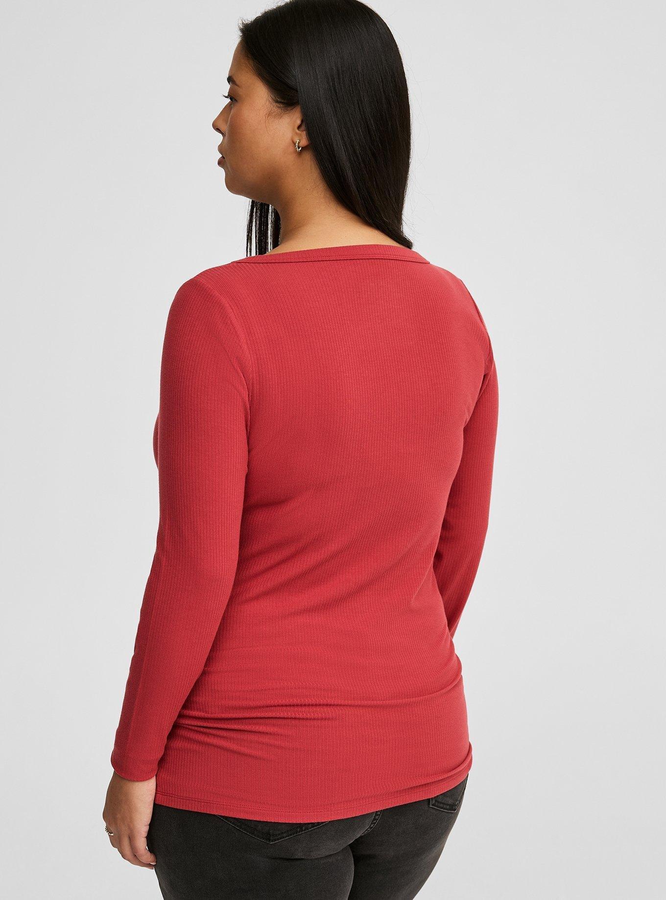 Super Soft Rib V-Neck Long Sleeve Top