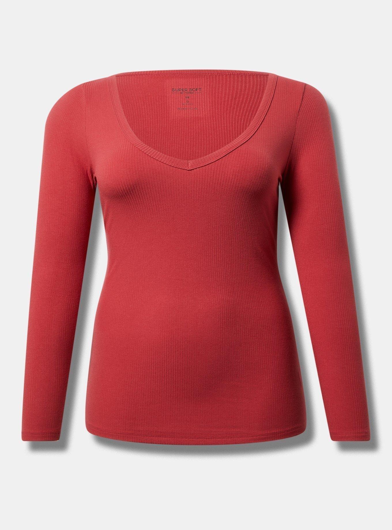 Super Soft Rib V-Neck Long Sleeve Top