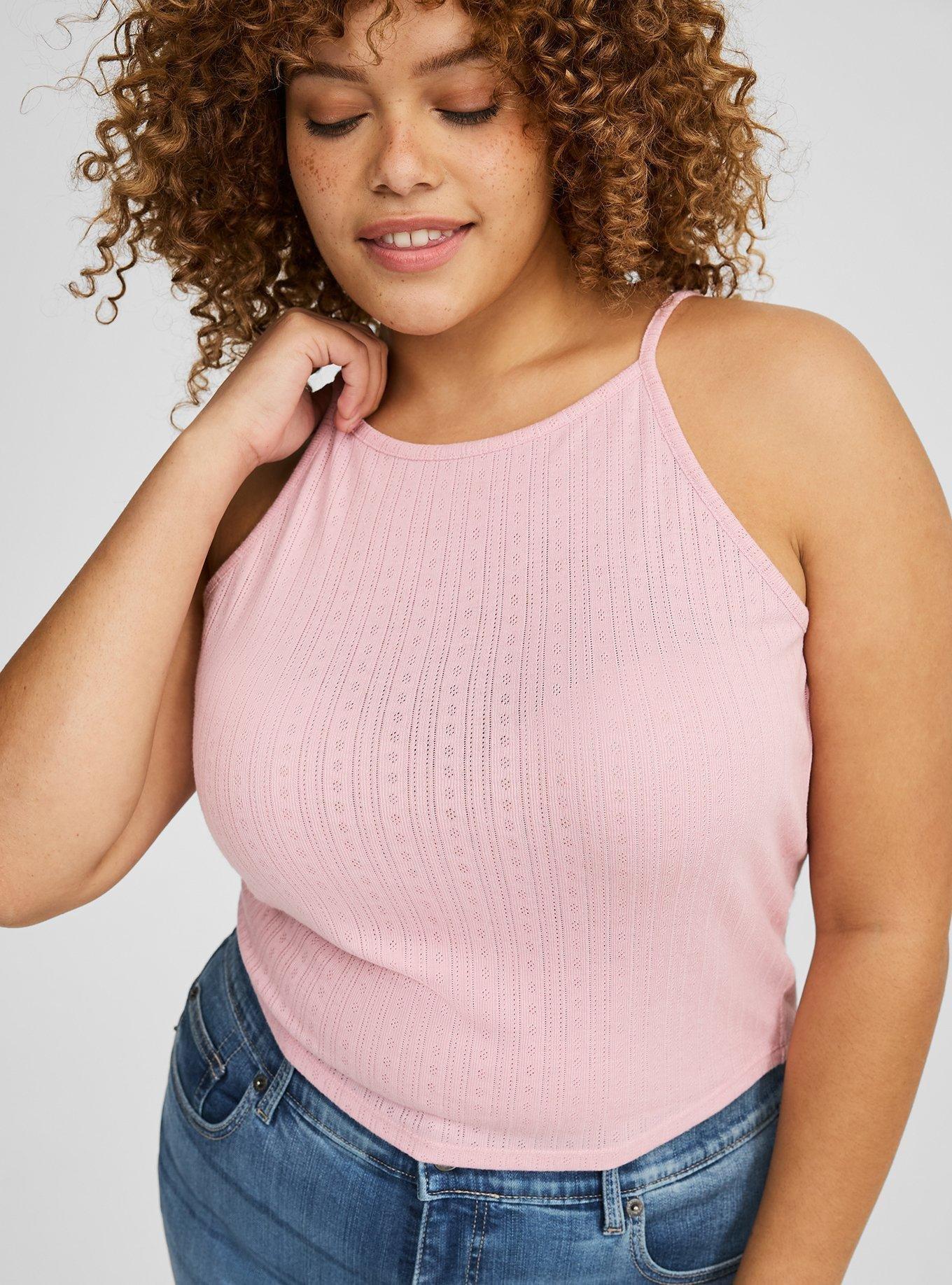 Pointelle High Neck Crop Top