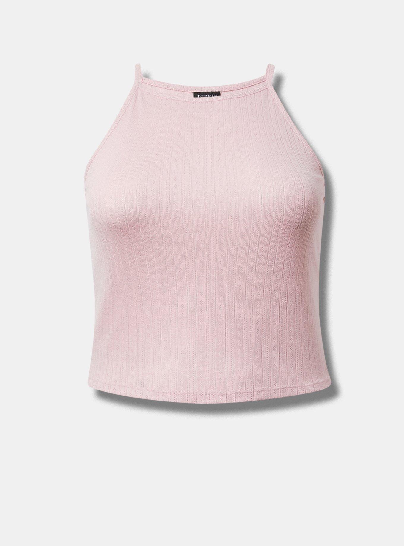 Pointelle High Neck Crop Top