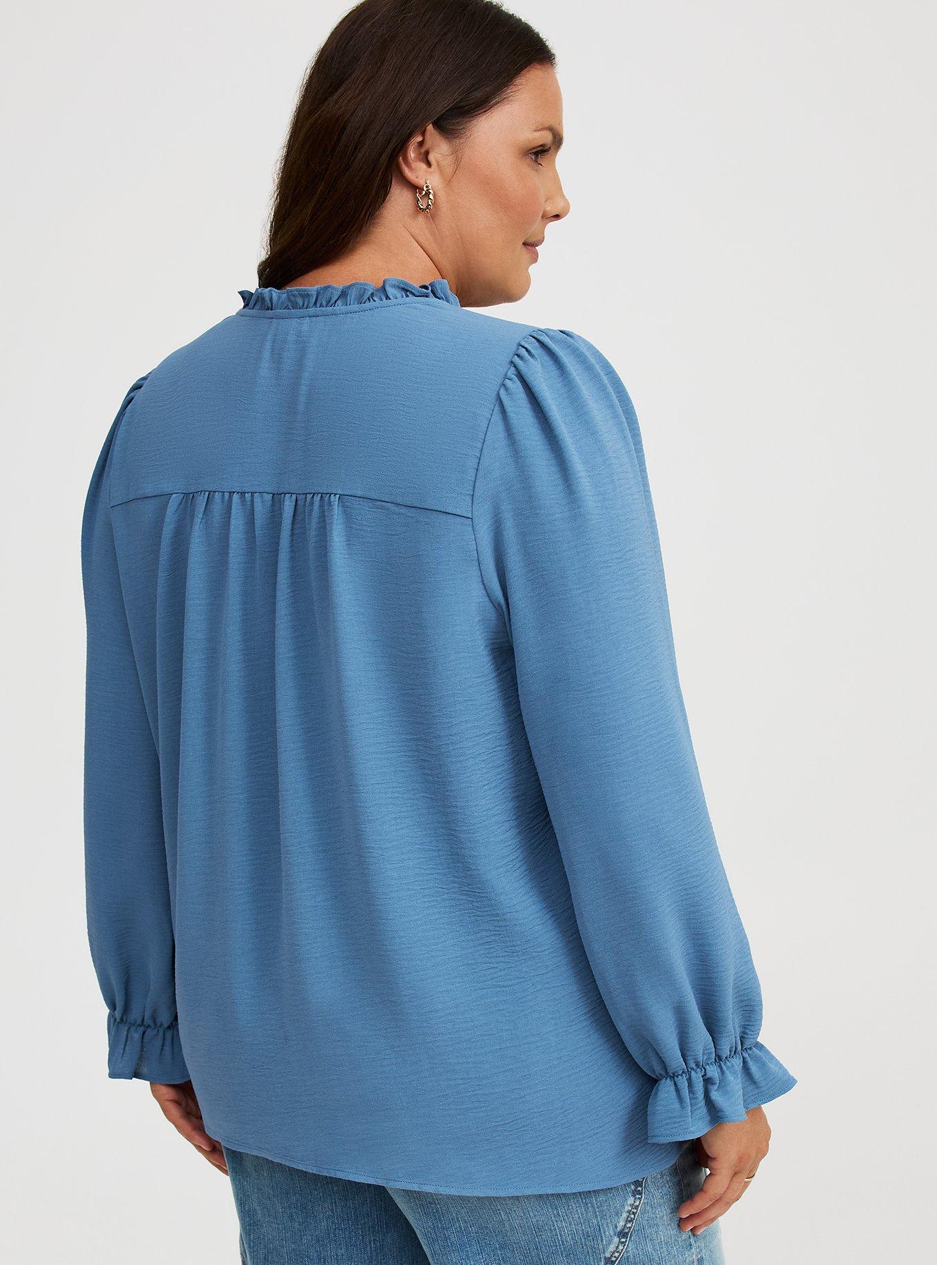 Peasant-Sleeve Pintuck Blouse