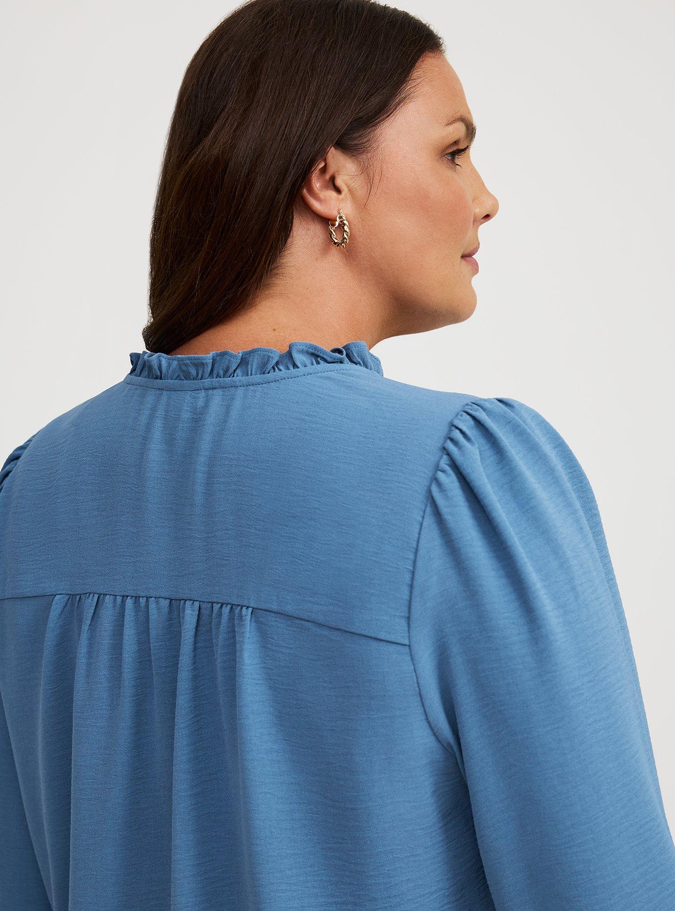 Peasant-Sleeve Pintuck Blouse
