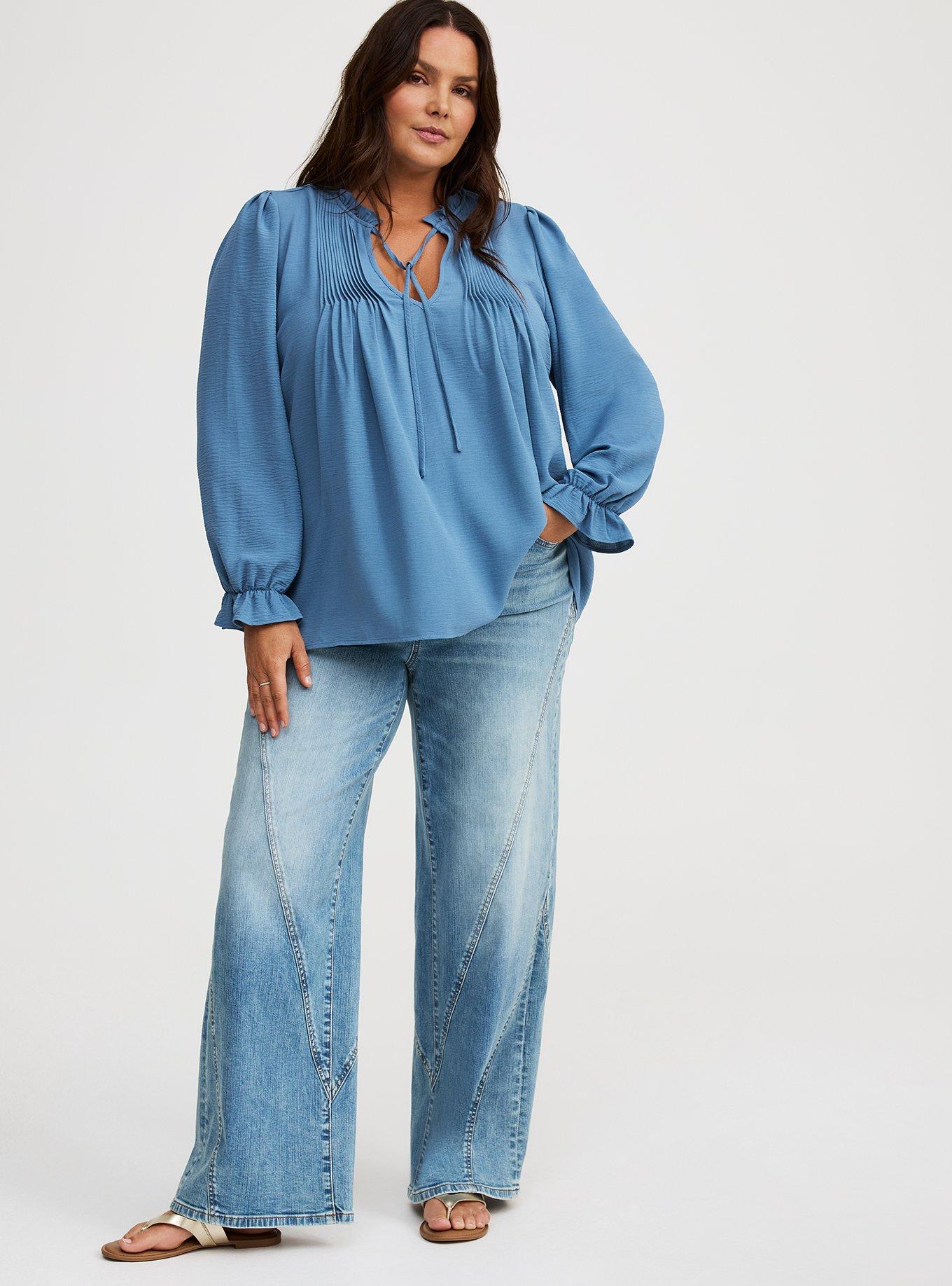Plus Size - Peasant-Sleeve Pintuck Blouse - Torrid