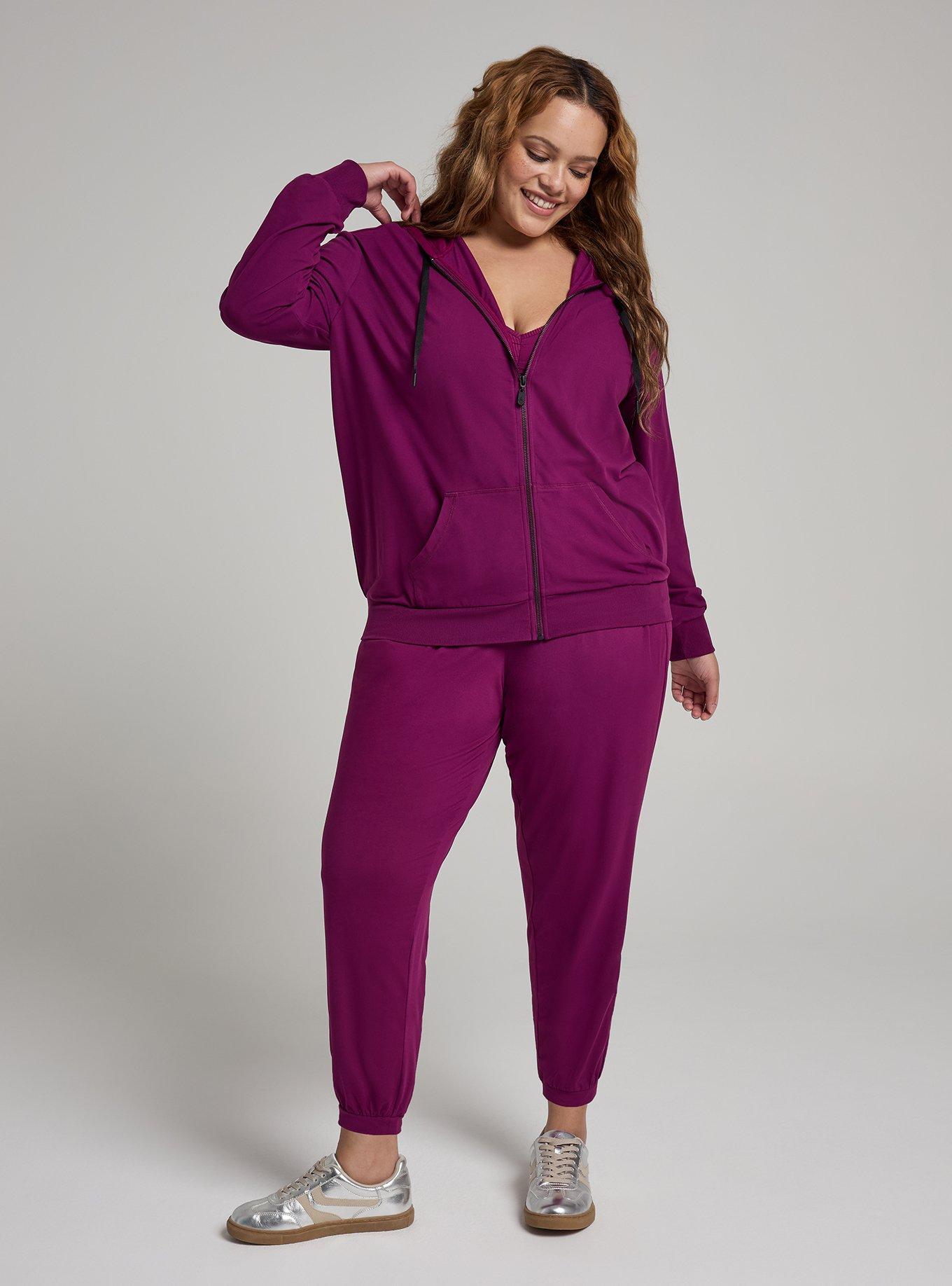 TRU Super Soft Performance Jersey Full Zip Active Hoodie, PLUM CASPIA, alternate