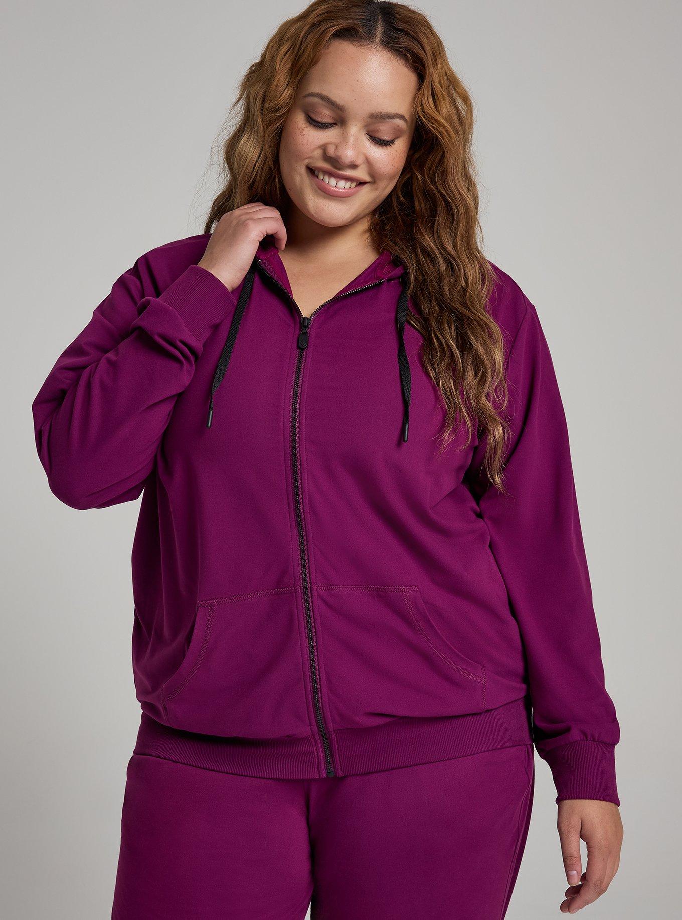 TRU Super Soft Performance Jersey Full Zip Active Hoodie, PLUM CASPIA, alternate