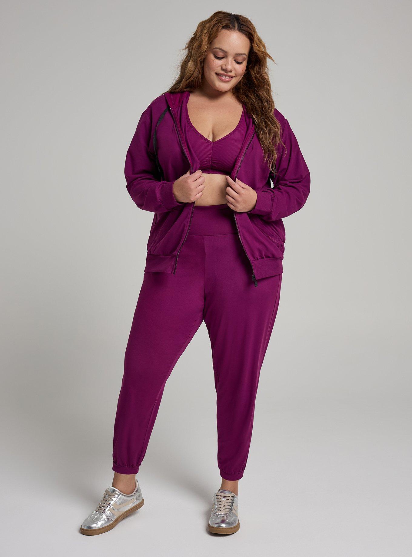 TRU Super Soft Performance Jersey Full Zip Active Hoodie, PLUM CASPIA, alternate